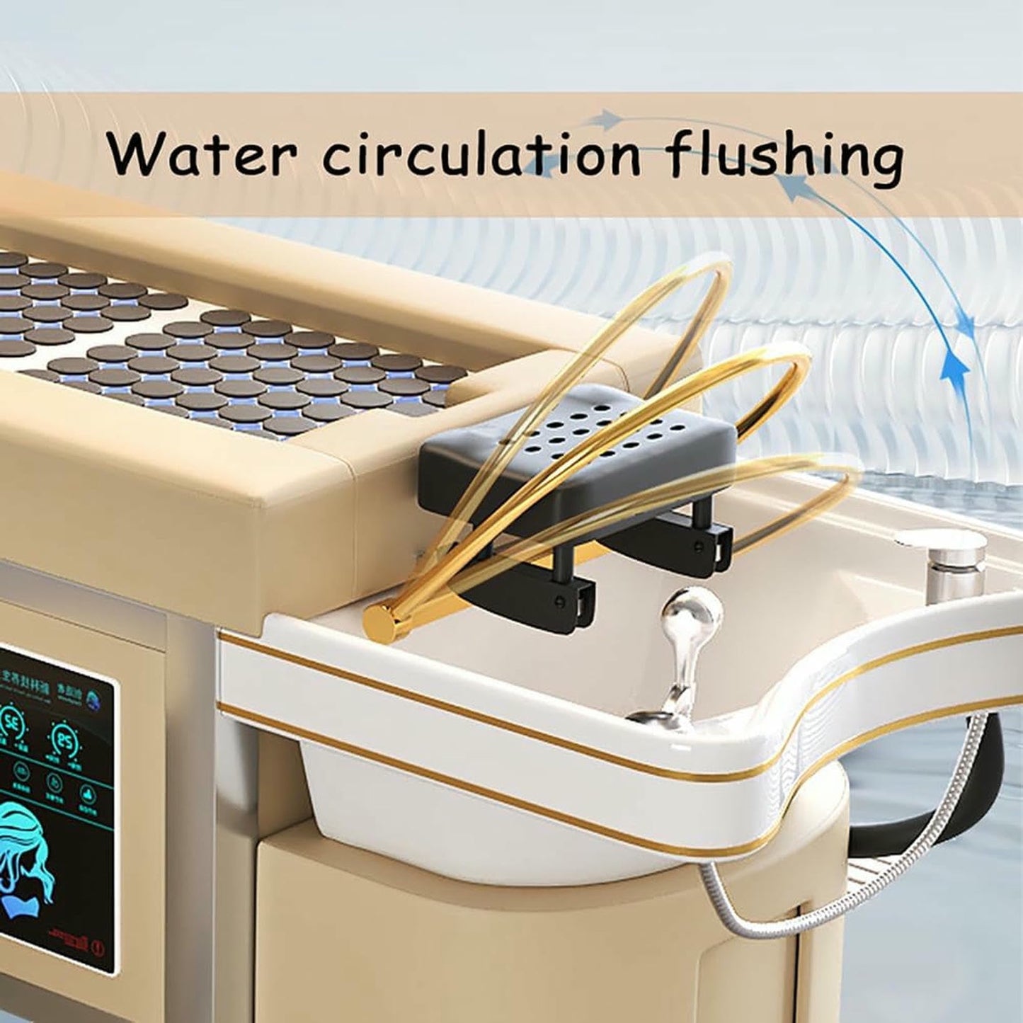 BTOIASYHF Head Spa Equipment, Head Spa Bed, Massage Shampoo Backwash Unit, Shampoo Bowl with Fumigation and Water Circulation for Salons and Spas