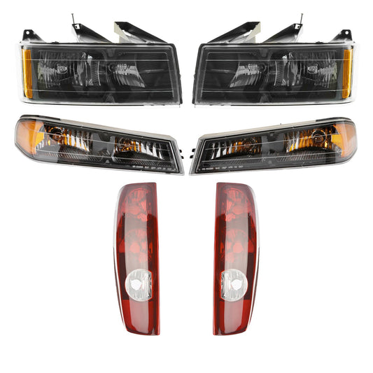 TRQ Headlight Tail Light Assembly Set for 2004-2012 Chevy Colorado, GMC Canyon, Isuzu i-280/i-350, Model LKA87343, Red