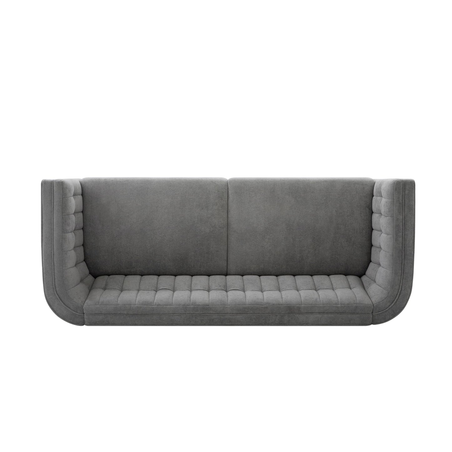 Merax Modern 76" 3-Seater Chenille Sofa with Channel Tufted Back, Curved Armrests, and Solid Birch Wood Legs – Plush Deep-Seat Couch for Living Room, Apartment, Grey