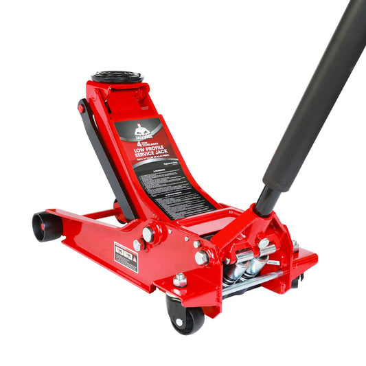 Jack Boss 4 Ton Floor Jack Hydraulic Low Profile Floor Jack with Dual Piston Quick Lift Pump, 4 Ton (8,800 lbs) Capacity, Red