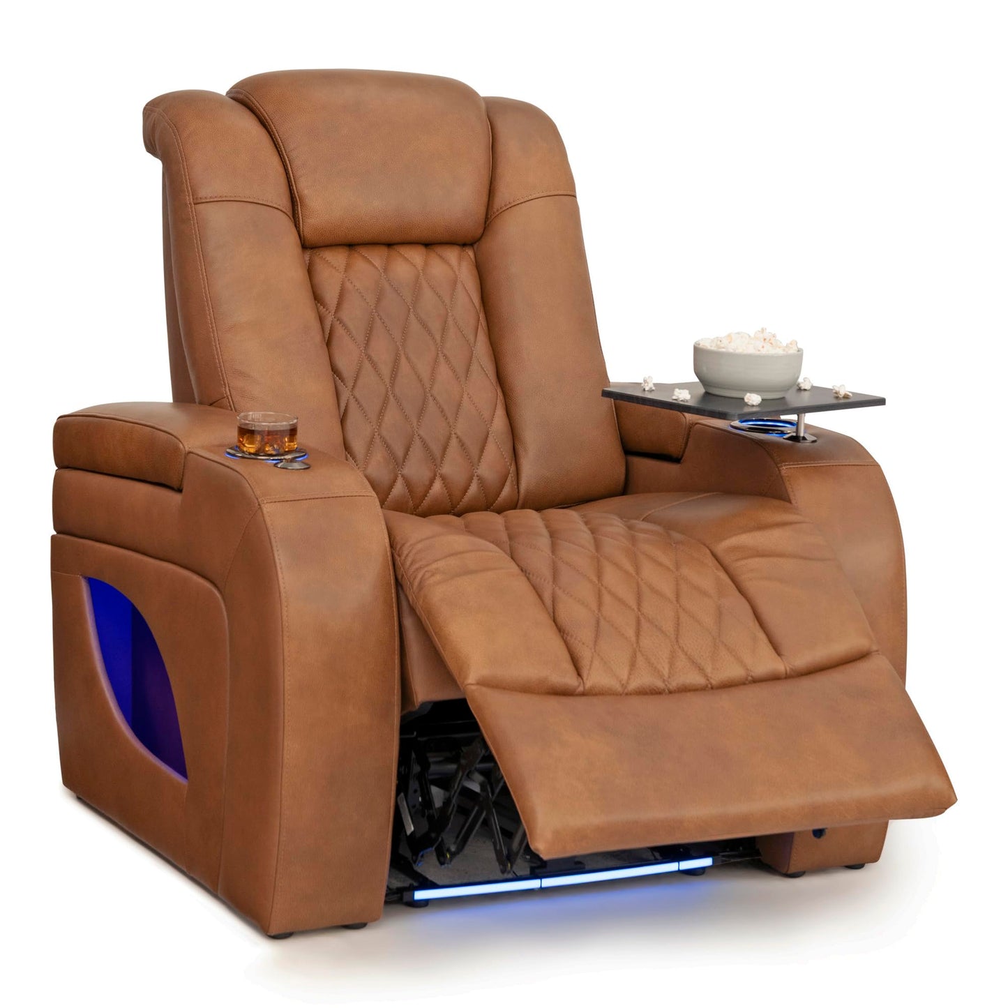 Seatcraft Virtuoso LT Zero-Gravity HeatZero Italian Leather Home Theater Seating, Heat & Massage, Power Headrest, Power Recline, Single Recliner, Tawny