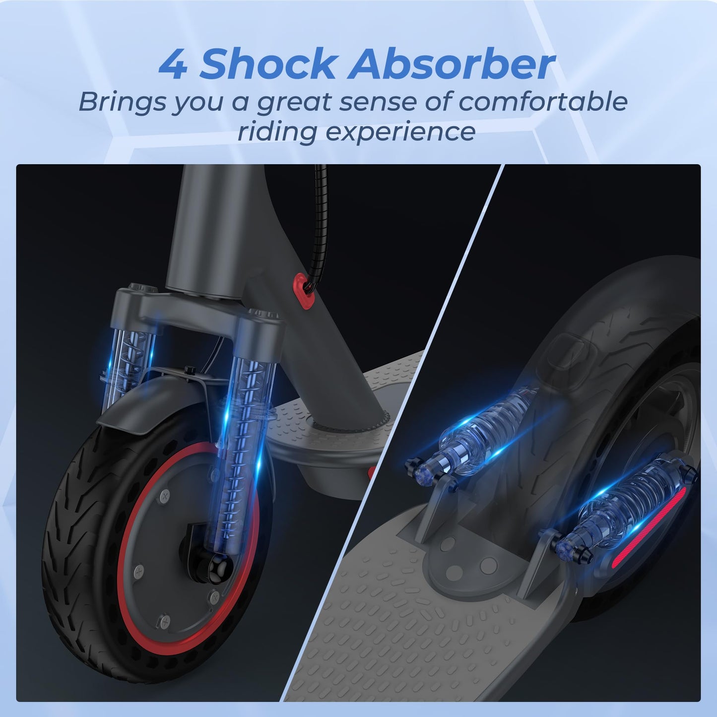 Scooter for Adults- 10" Solid Tires/500W Motor, 22 MPH Digital Display, Up to 24 Miles Long-Range Commuting Folding E-Scooter with Dual Braking System, App Control