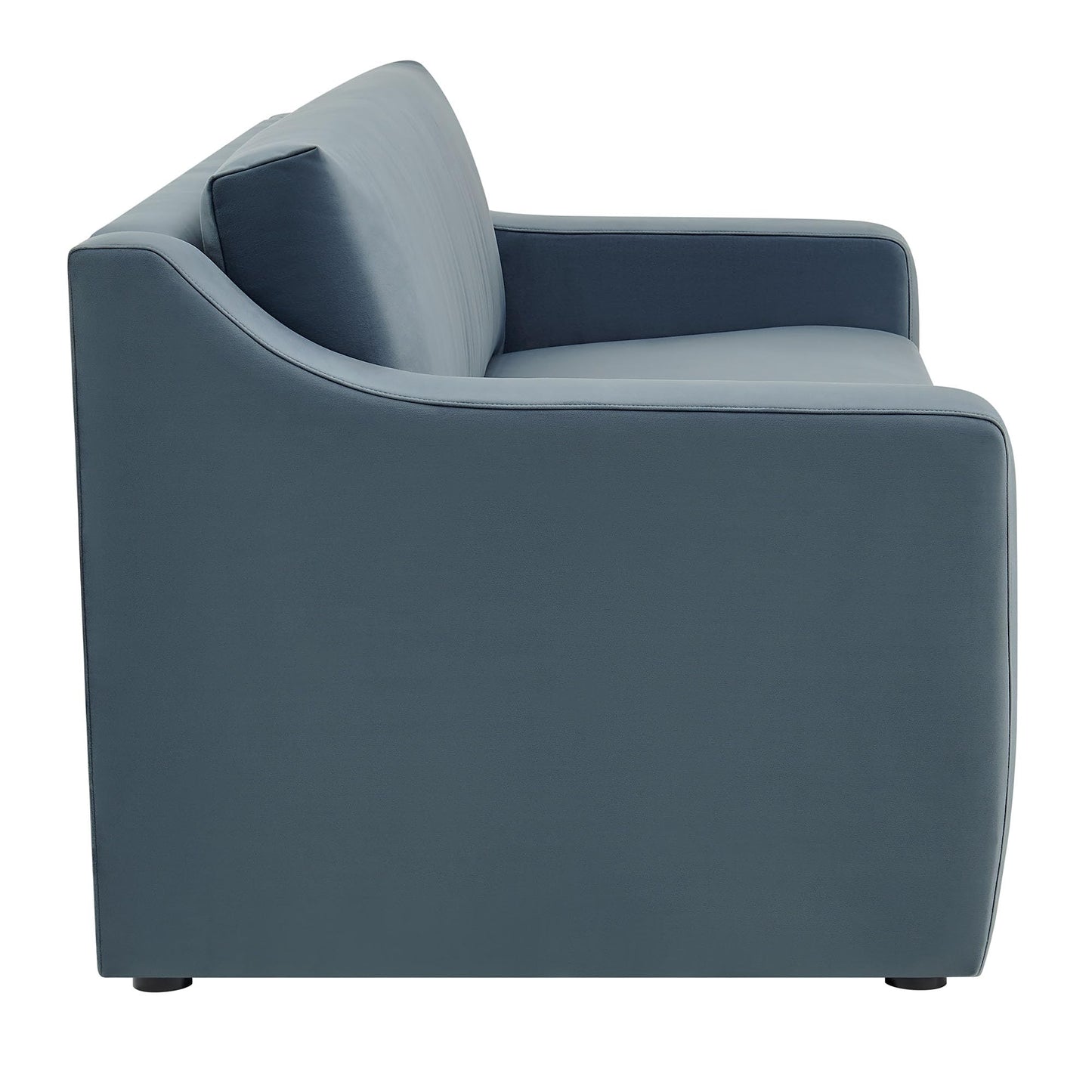 Modway Liora 87 Inch Stain-Resistant Performance Velvet Sofa in Cadet Blue - 3 Seater Upholstered Sofa Couch for Living Room Seating - Comfy Deep Seat Sofa with Scoop Arms
