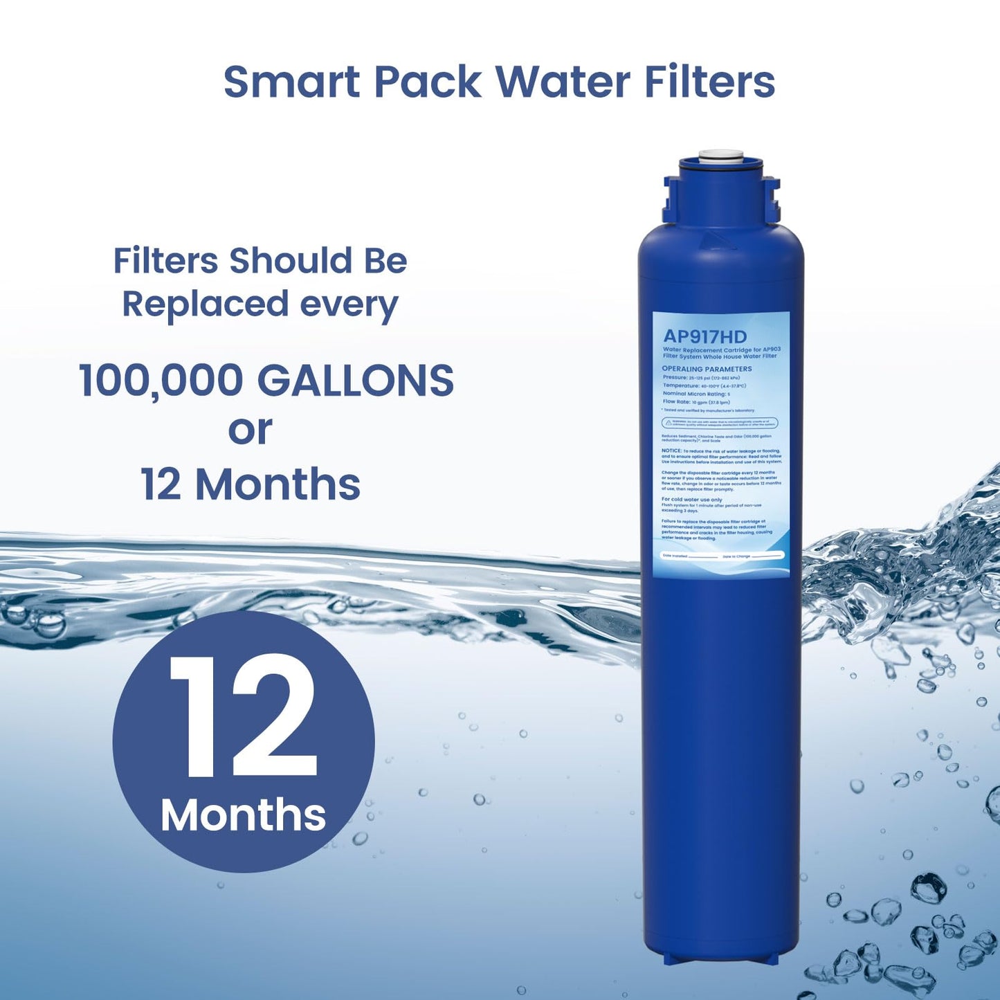 AP917HD AP903 Whole House Sanitary Quick Change Replacement Water Filter Compatible with 3M Aqua-Pure AP903 System, Reduces Sediment, Odor, and Scale 2 Pack