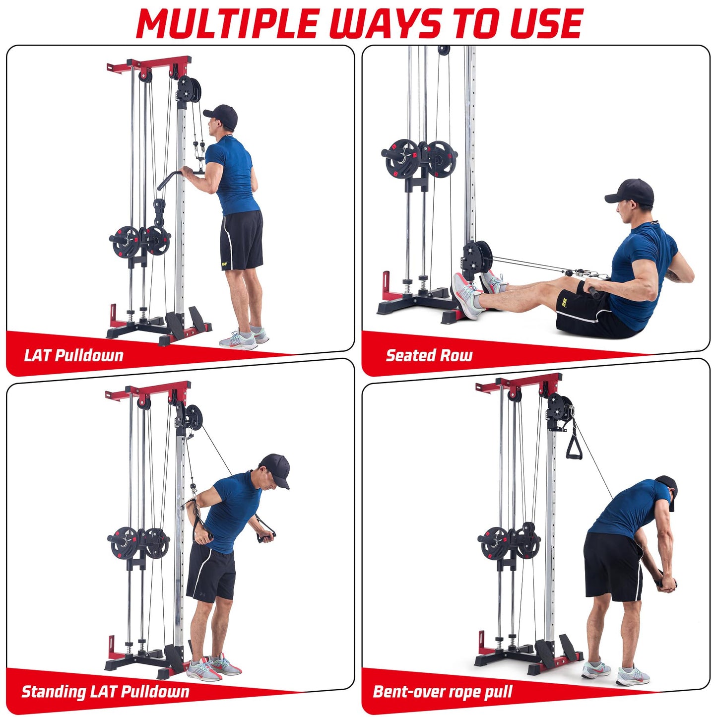 Garvee Wall-Mounted LAT Pulldown & Cable Machine – Dual Pulley System – 20 Height Settings – 400 Lbs Capacity – Full-Body Home Gym Trainer – Space-Saving Design