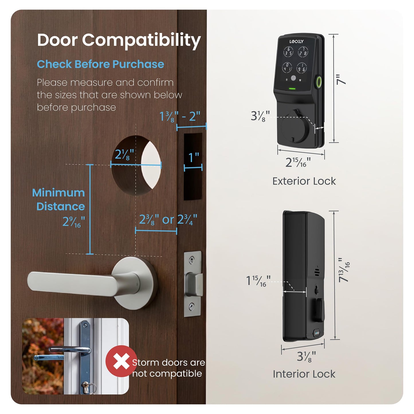 Lockly Guard Secure Pro Deadbolt PGD728WPU Commercial Smart Lock – UL10B/10C Fire Rated Keypad Door Lock with Fingerprint, Wi-Fi & Bluetooth, Alexa & Google Compatible, 8 AA Batteries