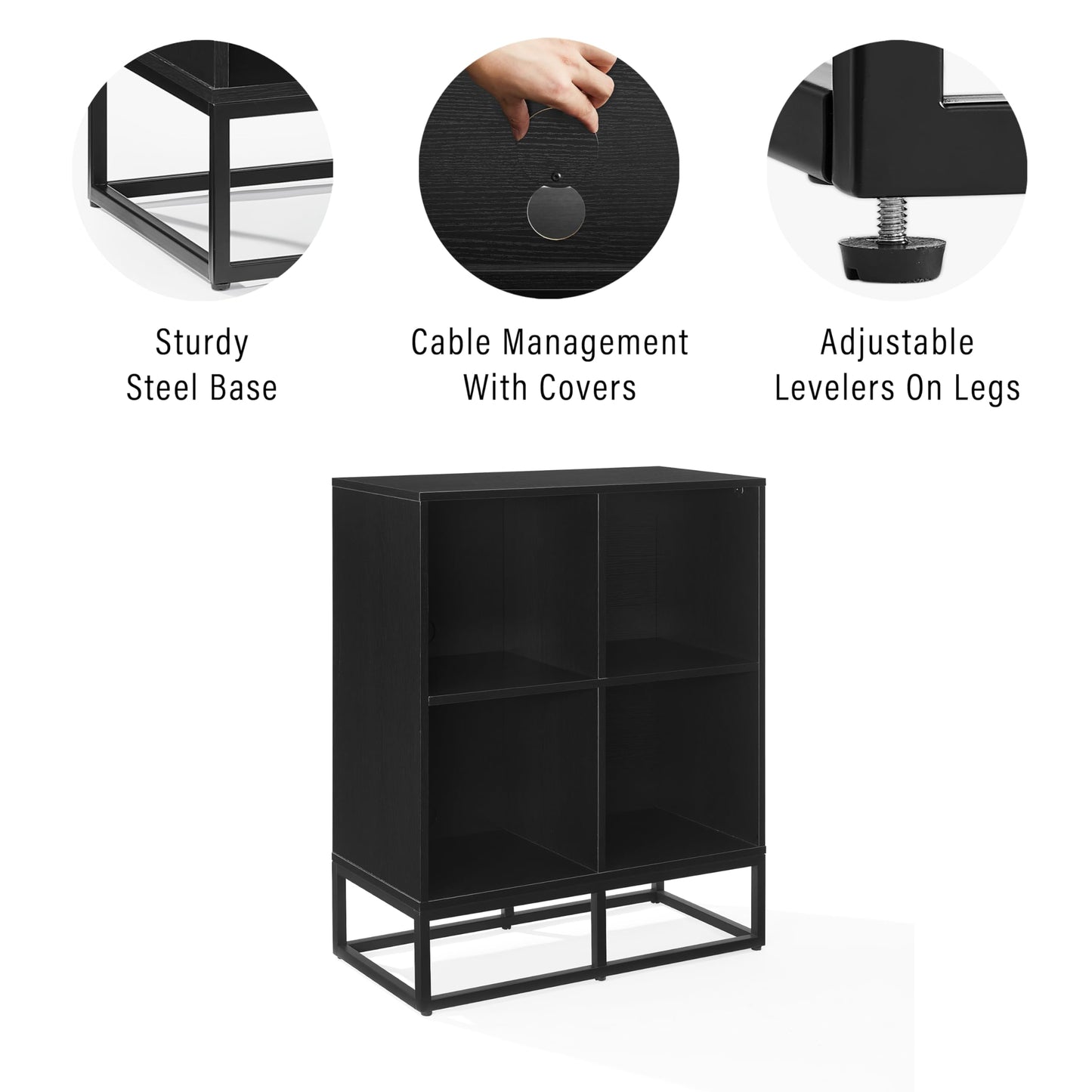 Crosley Furniture Enzo Record Storage Cube Bookcase, Vinyl Records Holder and Player Stand, Black
