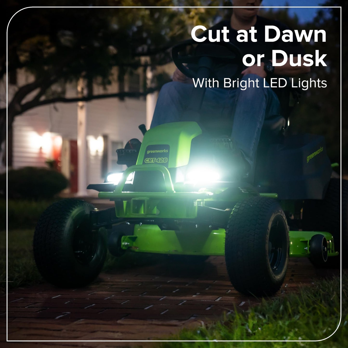 Greenworks 80V 42" CrossoverT Cordless Riding Lawn Tractor, (4) 6.0Ah Batteries and 600W Charger