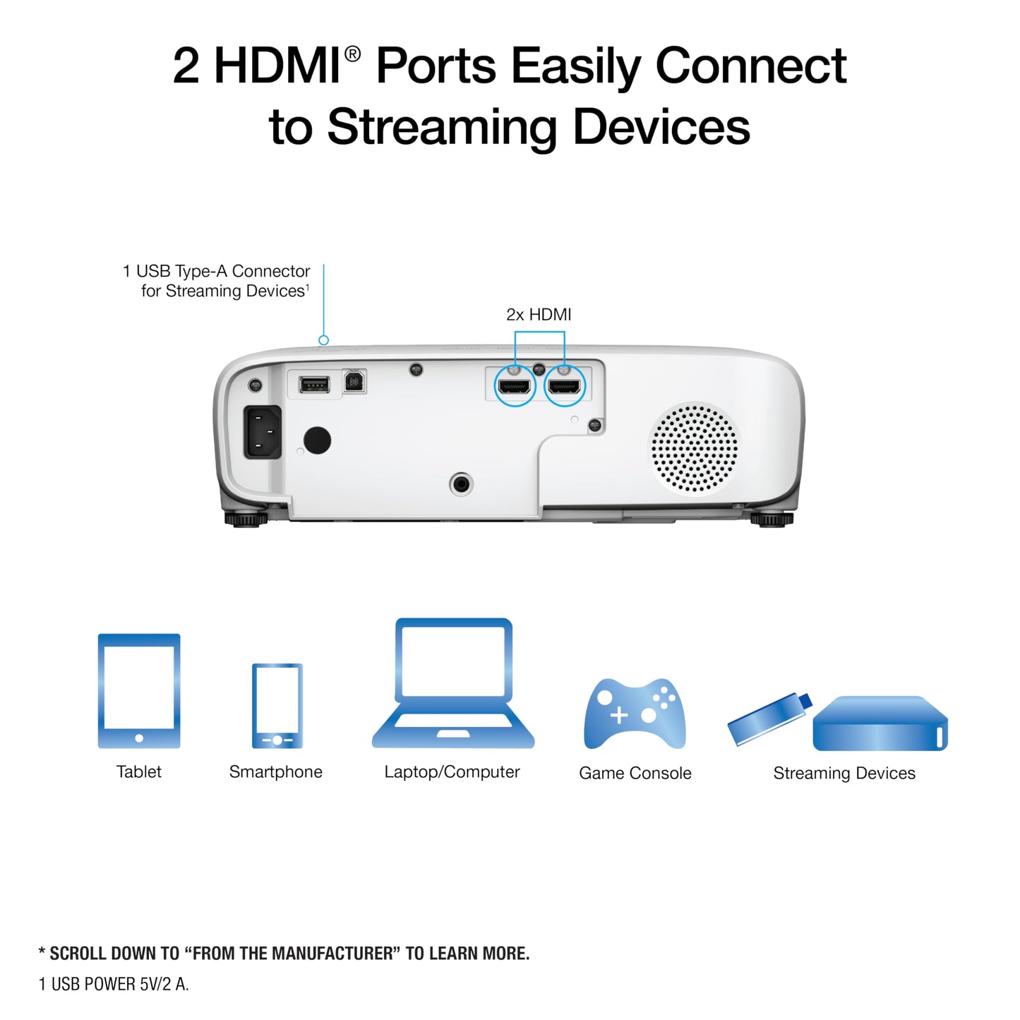 Epson Home Cinema 1100 3-Chip 3LCD Wireless 1080p Projector, Streaming with Apple AirPlay, Miracast, Home Theater/Gaming, 3,400 Lumens Color and White Brightness, Speaker, 16000:1 Contrast, 2X HDMI
