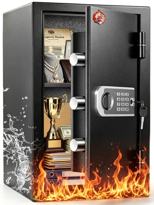 𝐔𝐩𝐠𝐫𝐚𝐝𝐞𝐝 𝟐𝟎𝟐𝟔 Fireproof Safe Box| 𝟏𝟕𝟎𝟎°𝐅 𝟑𝟓-𝐌𝐢𝐧 Protection| 2.8 Cuft Fire Proof Digital Home Safes with Smart Alarm System, Bolt-Down Design| for Documents Jewelry Electronics