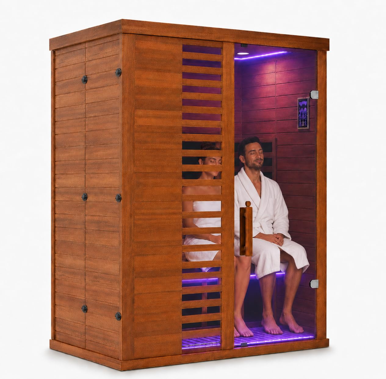 EASYHAWK 2 Person Infrared Sauna for Home with LED Ambient Lighting, Smart App Control Home Sauna with WiFi & Bluetooth, Low EMF 1500W/120V LCD Heater, Indoor Sauna with Flame-Retardant Design