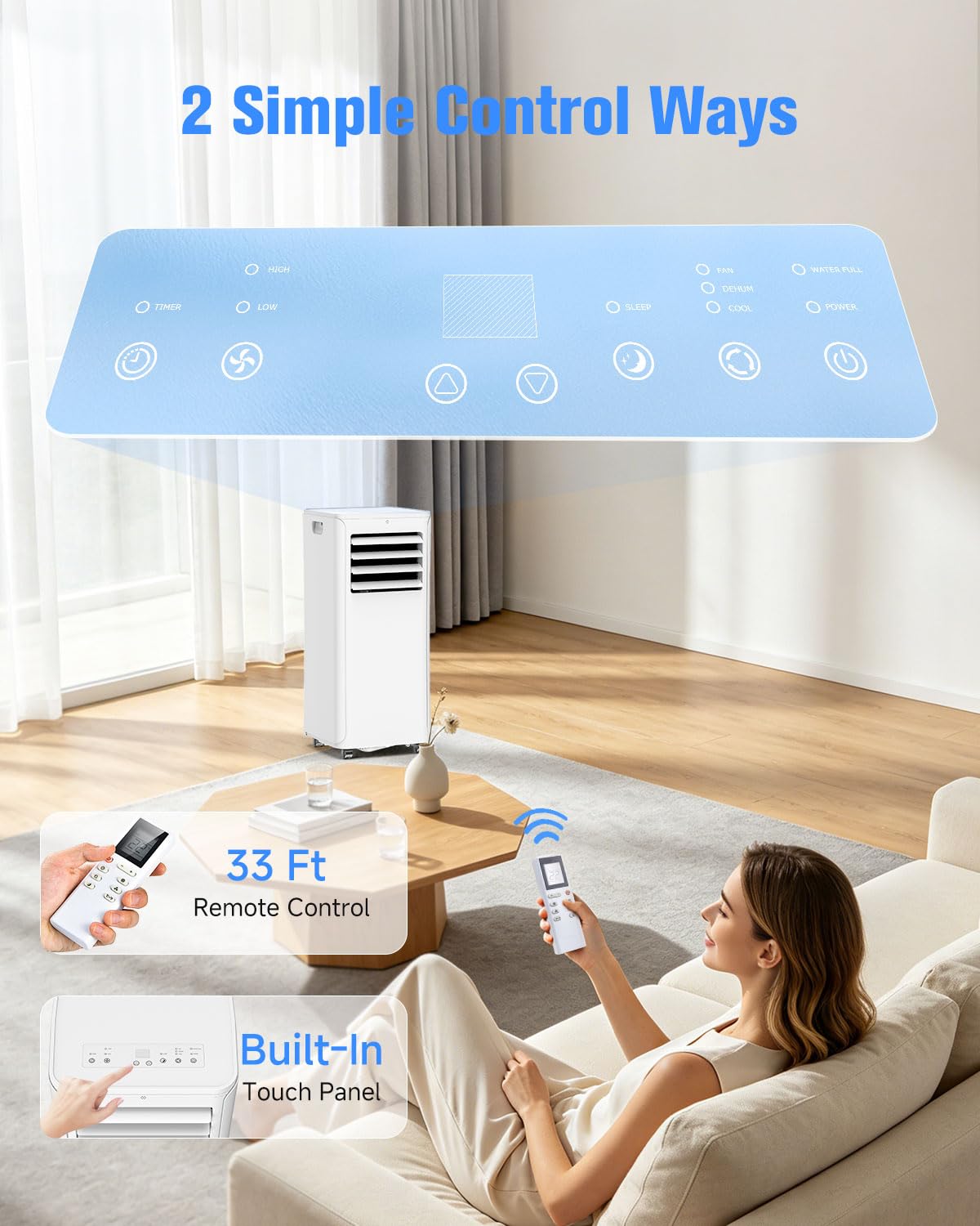 12000 BTU Portable Air Conditioner, 3-in-1 AC Unit with Dehumidifier & Fan Mode, Quiet Operation for Bedroom, Cools up to 550 sq.ft, 24-Hour Timer, Remote & Window Installation Kit Included