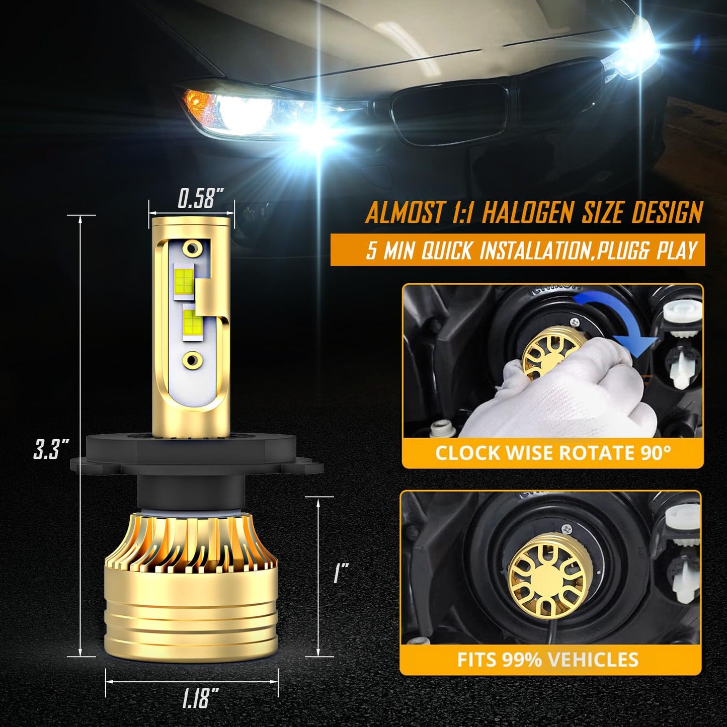 cayrsk LED Light Combo for Honda CR-V 2007-2014, 9003/H4 High Low Beam, H11 Fog Lights, 22000lm, 6000K