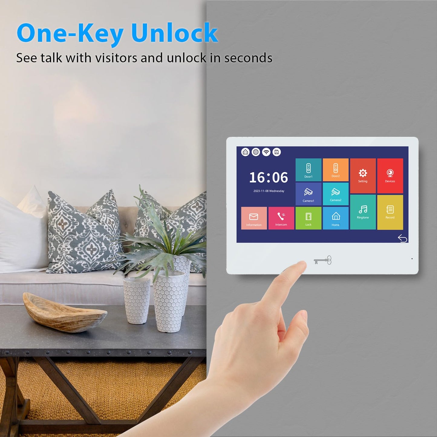 Wired Apartment Video Doorbell Intercom System,4 Units 10 Inch Touch WiFi Monitor,Wireless Video Door Phone Kit,Indoor Outdoor Support Monitoring,Unlocking,Two Way Intercom Tuya for Home Vally