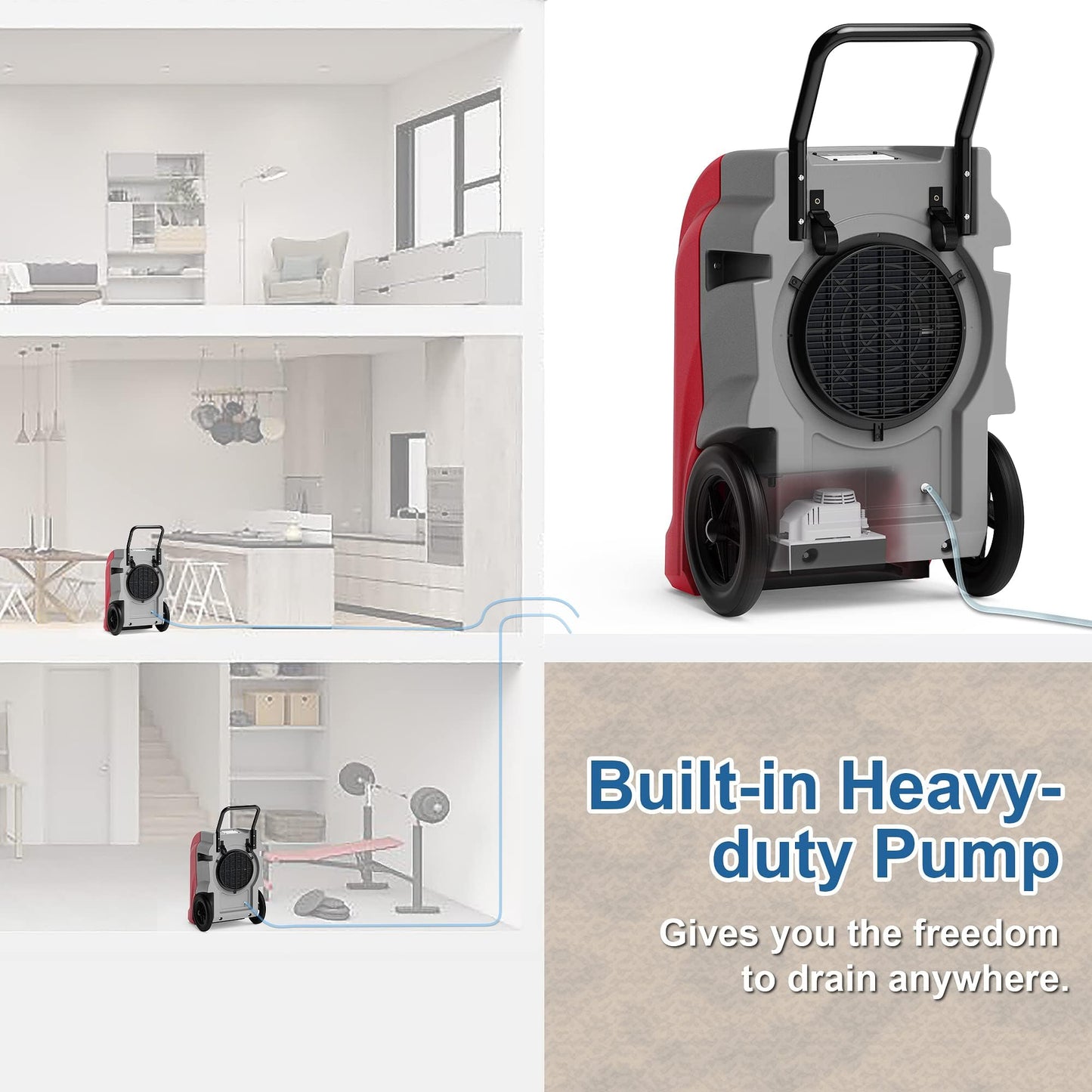 ALORAIR 190 PPD LGR Commercial Dehumidifier with Pump & Drain Hose, Smart APP Control up to 2,600 Sq.Ft Industrial Dehu for Home, Water Damage Restore, Basements, Job Sites, 6 Years Limited Warranty