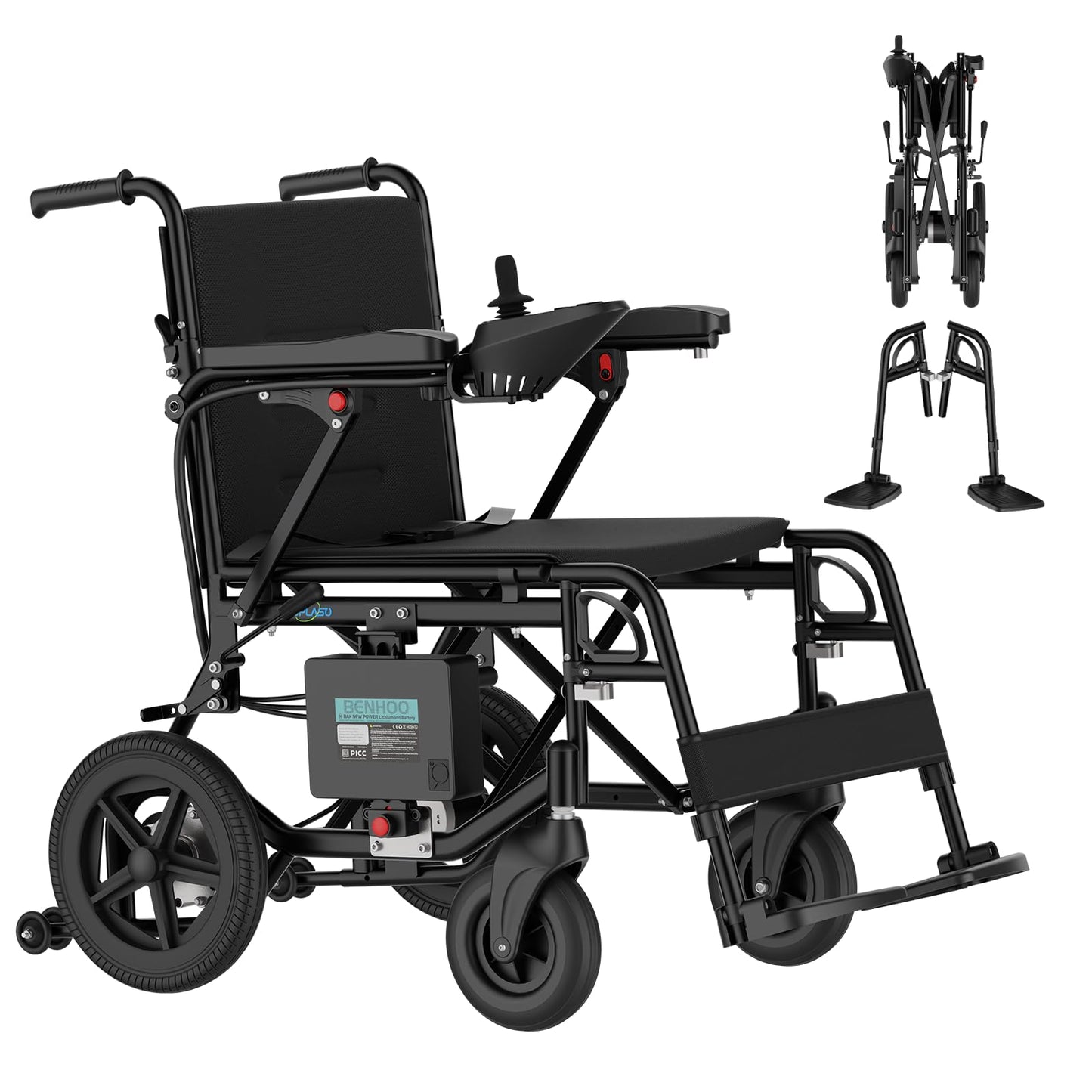 Electric Wheelchair for Adults Lightweight Foldable Electric Wheelchair for Seniors Motorized Wheelchair Power Wheelchairs for Adults (Black)