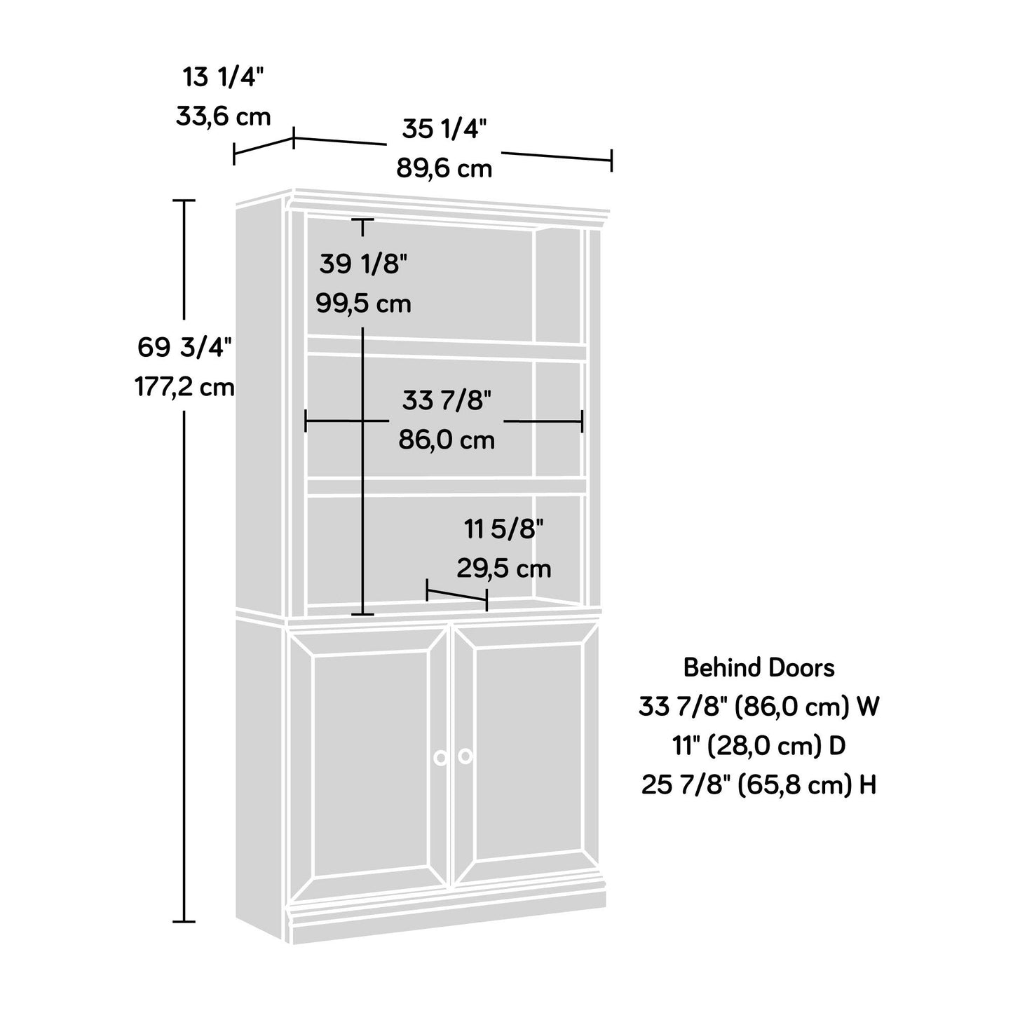 Sauder Select Book Shelf, Bookshelf with Storage, Library Bookcase with Doors and Adjustable Shelves, in Estate Black
