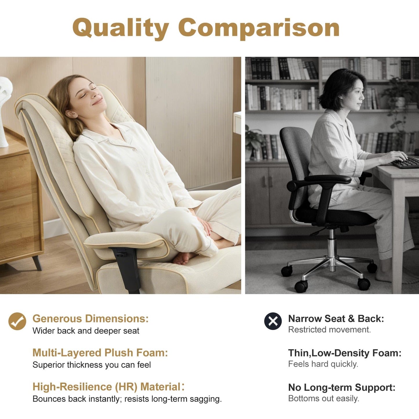 EXCEBET Big and Tall Office Chair 400lbs Wide Seat, Leather High Back Executive Office Chair with Lumbar Support, Ergonomic Chairs Padded Armrests & Thick Cushion (Mesh Beige)
