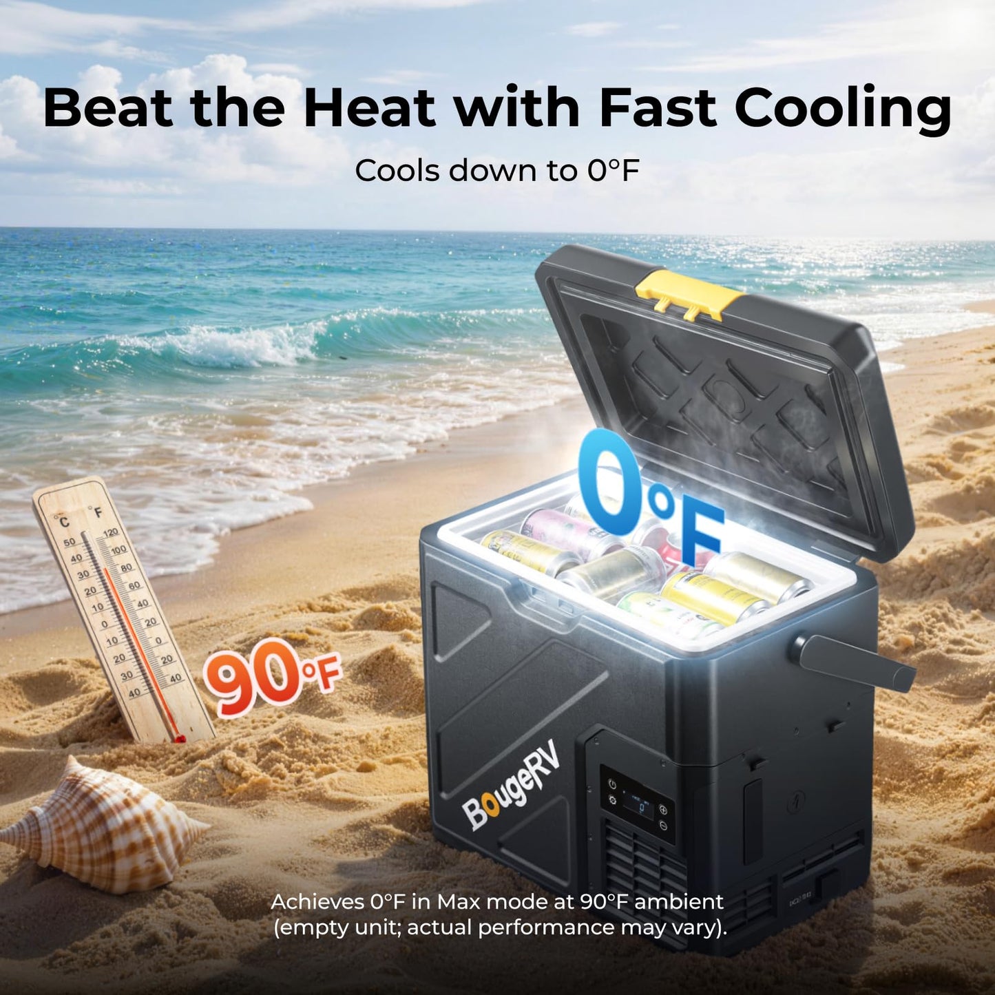 BougeRV 12 Volt Refrigerator, 21QT Car Fridge, 20L Portable Freezer, -4~68℉, 12/24V DC, 110~240V AC, Ideal for 2 People, Road Trips, Truck, Camping(2026 New Model: CRH20)