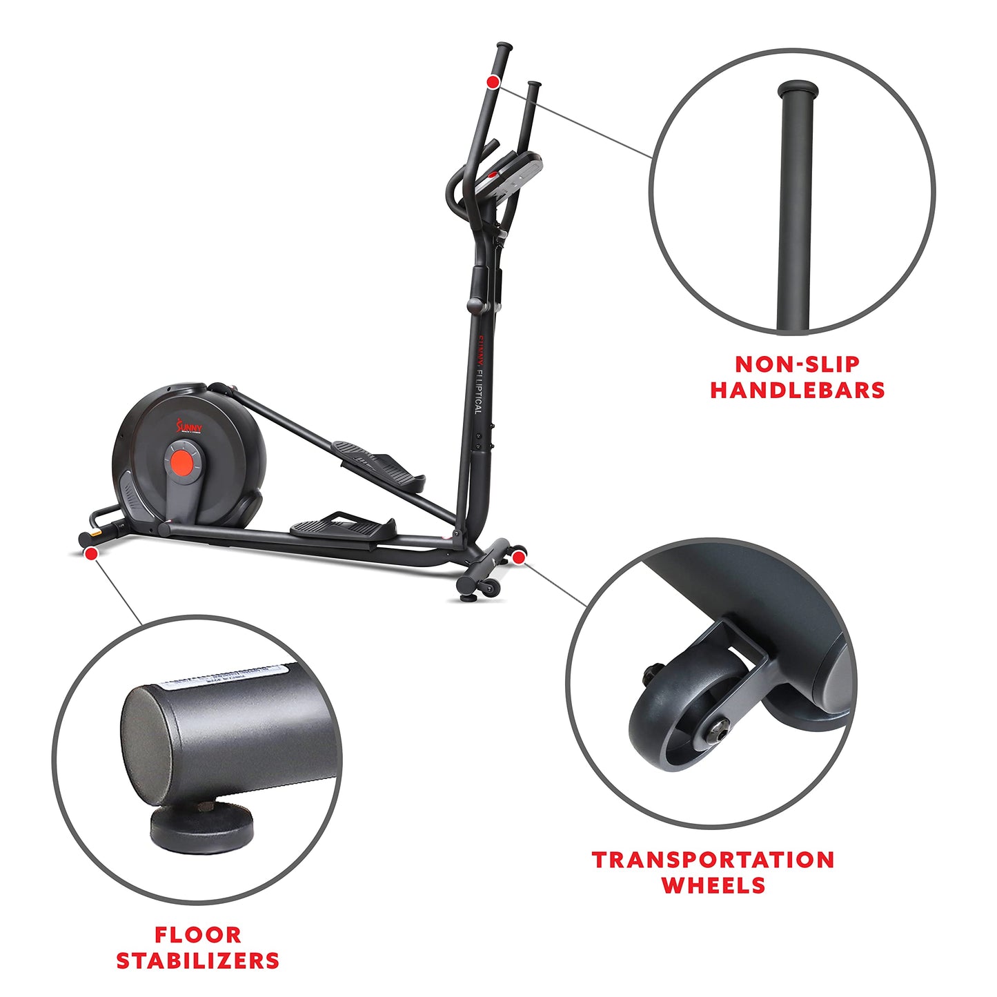 Sunny Health & Fitness Power Stride SMART Elliptical Trainer with 16-Level Electromagnetic Resistance, High-Inertia Flywheel and Exclusive SunnyFit® App Enhanced Bluetooth Connectivity - SF-E321006