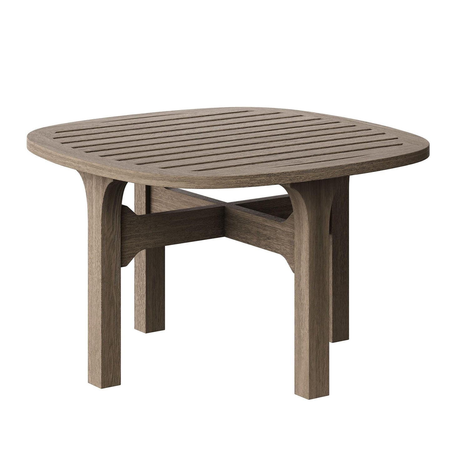 Modway Saratoga 3-Piece Teak Wood Outdoor Furniture Set in Weathered Gray Pebble - 2 Patio Lounge Chairs with Side Table
