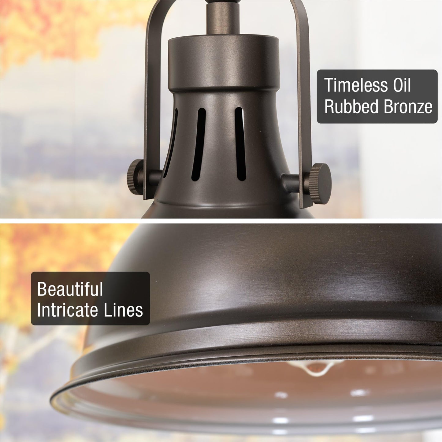 Kira Home Belle 14in Industrial Pendant Light, Adjustable Height, Oil Rubbed Bronze, Metal, Model RVY-CP6344-1-OB