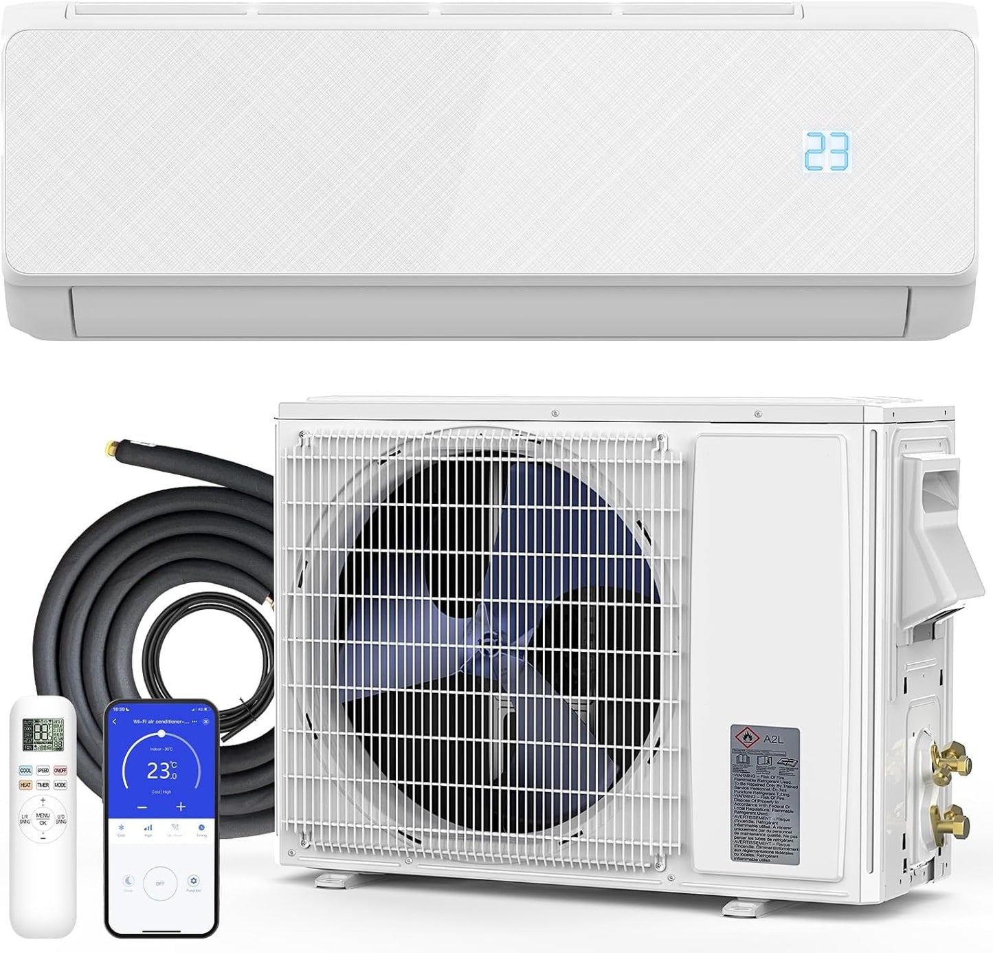 12000 BTU Mini Split Air Conditioner, 22 SEER2 Energy-Efficient Ductless Inverter Heat Pump, Cools Up to 750 Sq.Ft, Ultra-Quiet, WiFi & Alexa Smart Control, Installation Kit, 115V,White