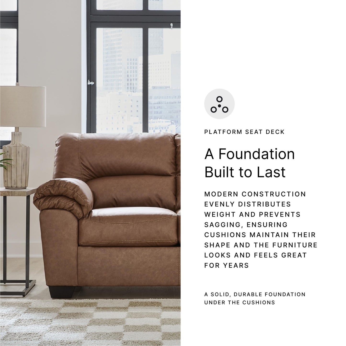 Signature Design by Ashley Walker Point Contemporary Loveseat with Removable Cushion, Light Brown