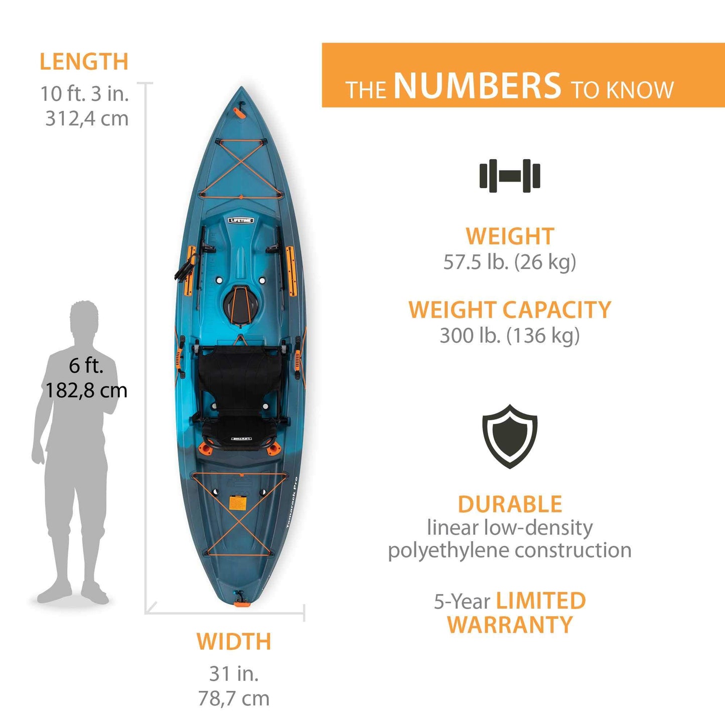 Lifetime Tamarack Pro 103 Sit-On-Top Kayak, Lightning Fusion, 10 ft. 3 in.
