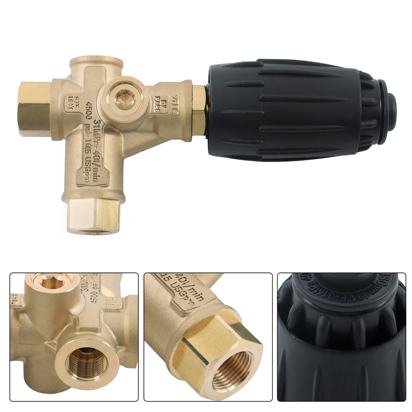 kimllier 4PCS VRT3-310 Pressure Washer Unloader Valve, 4350 PSI, 8 GPM, 3/8 FNPT, Heavy-Duty Trapped Pressure Design, Fits Most Commercial/Industrial Pressure Washers