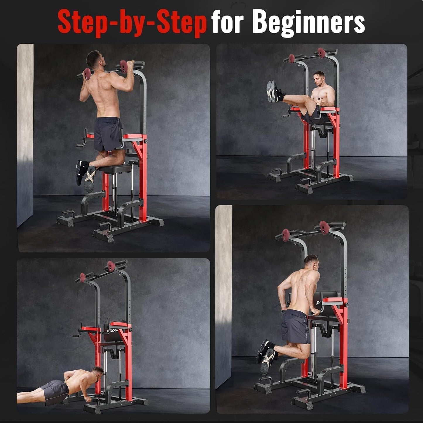 Power Tower Dip Station Pull Up Bar for Fitness Home Gym Workout,450 Pounds Multi-Function Adjustable Height Fitness Strength Training Exercise Equipment