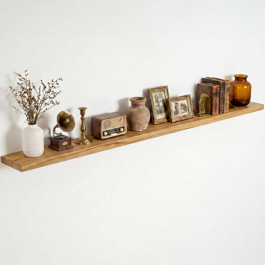 Dreamland 72 Inch Floating Shelves for Wall, Solid Elm Wood Wall Shelves for Living Room, Bedroom, Kitchen, Bathroom, Wall Mounted Long Floating Shelf Set of 1, Natural