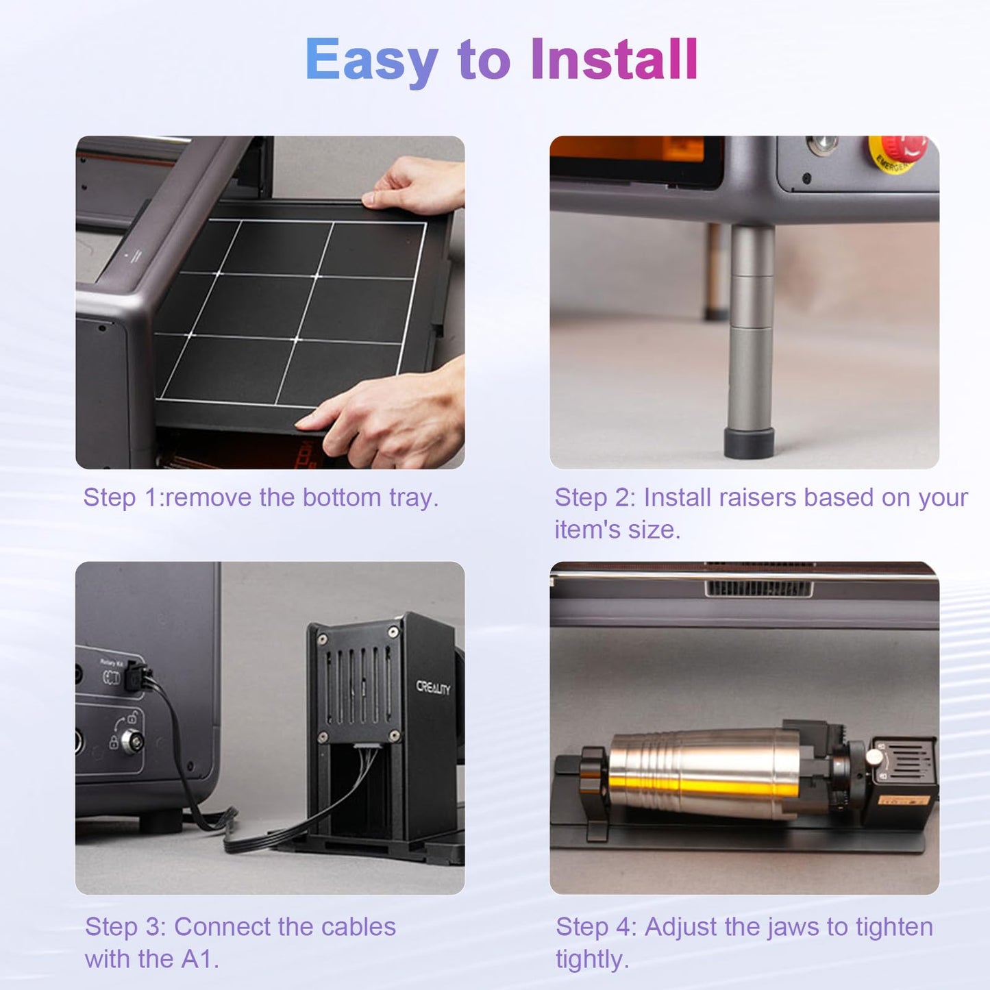 Creality Laser Rotary Roller Pro, Y-axis Rotary Chuck for Creality Series Laser Engraver, Suitable for Engraving Cylindrical Objects, Rotary Kit Includes M6 Raiser for Falcon A1, Professional Goggles