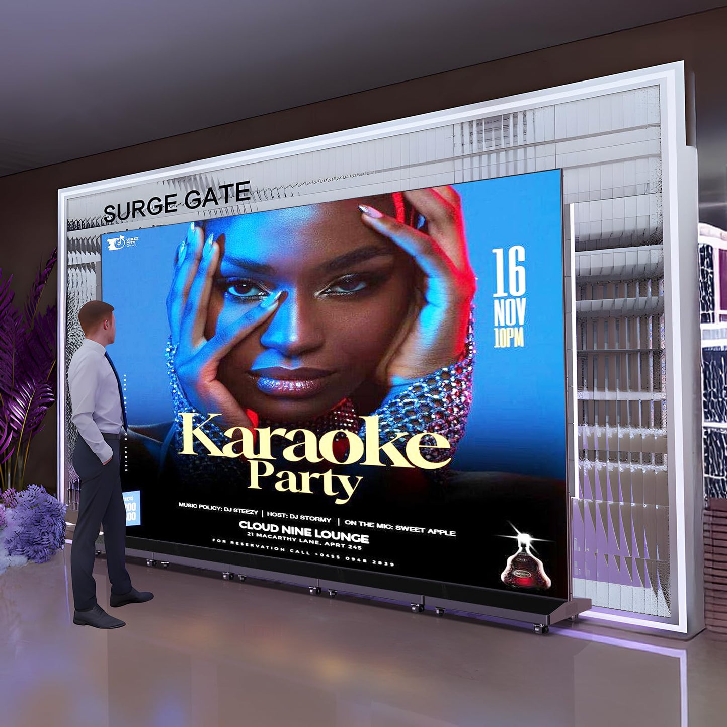 YCKJNB 80″ P1.86 LED Screen Spliceable Flexible Digital Signage Display, Mobile Phone&Computer Software Remote Release, USB Plug-and-Play Full Poster Screen LED Digital Signage Display Black 2-Pack