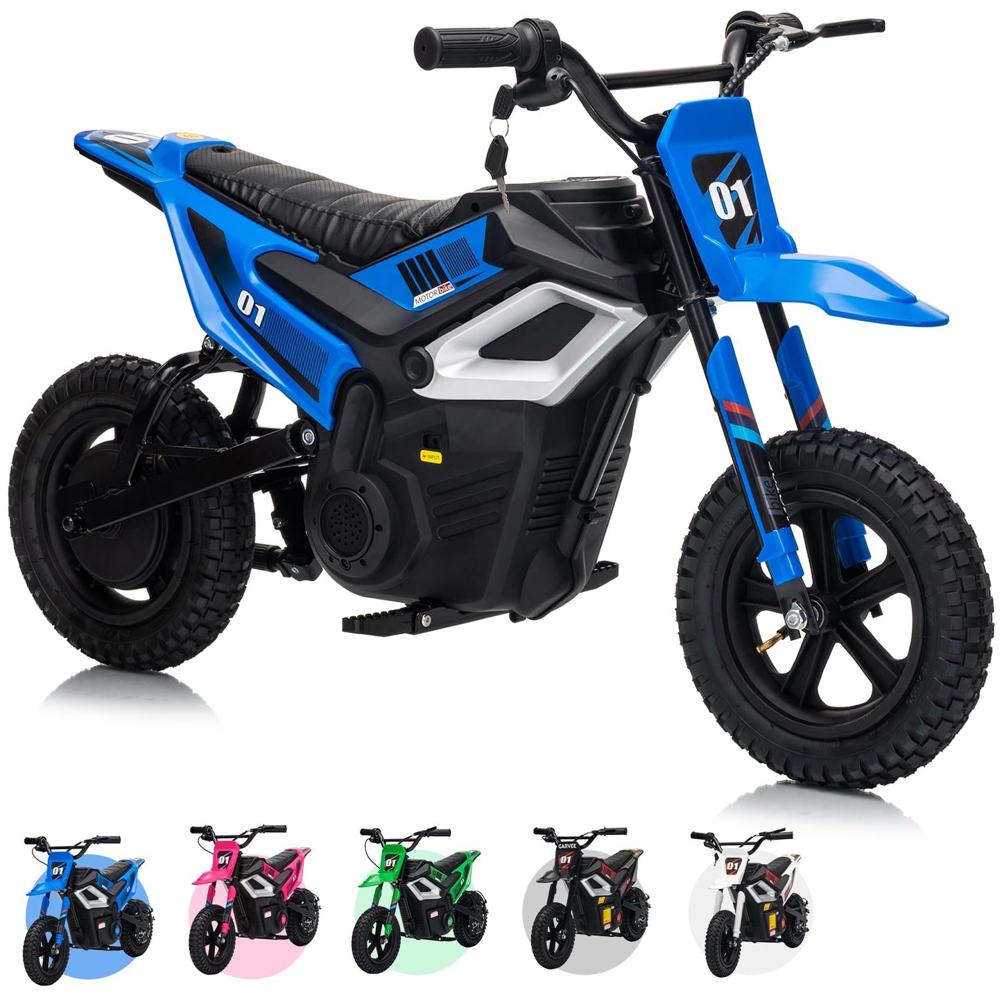 24V Electric Dirt Bike for Kids, 350w Electric Motorcycle for Kids - Up to 13.67Mile/h Long-Range, Ride on Motorcycle with Rear Wheel Suspension, 12 Miles Range, Twist Grip Throttle, Rubber Tire