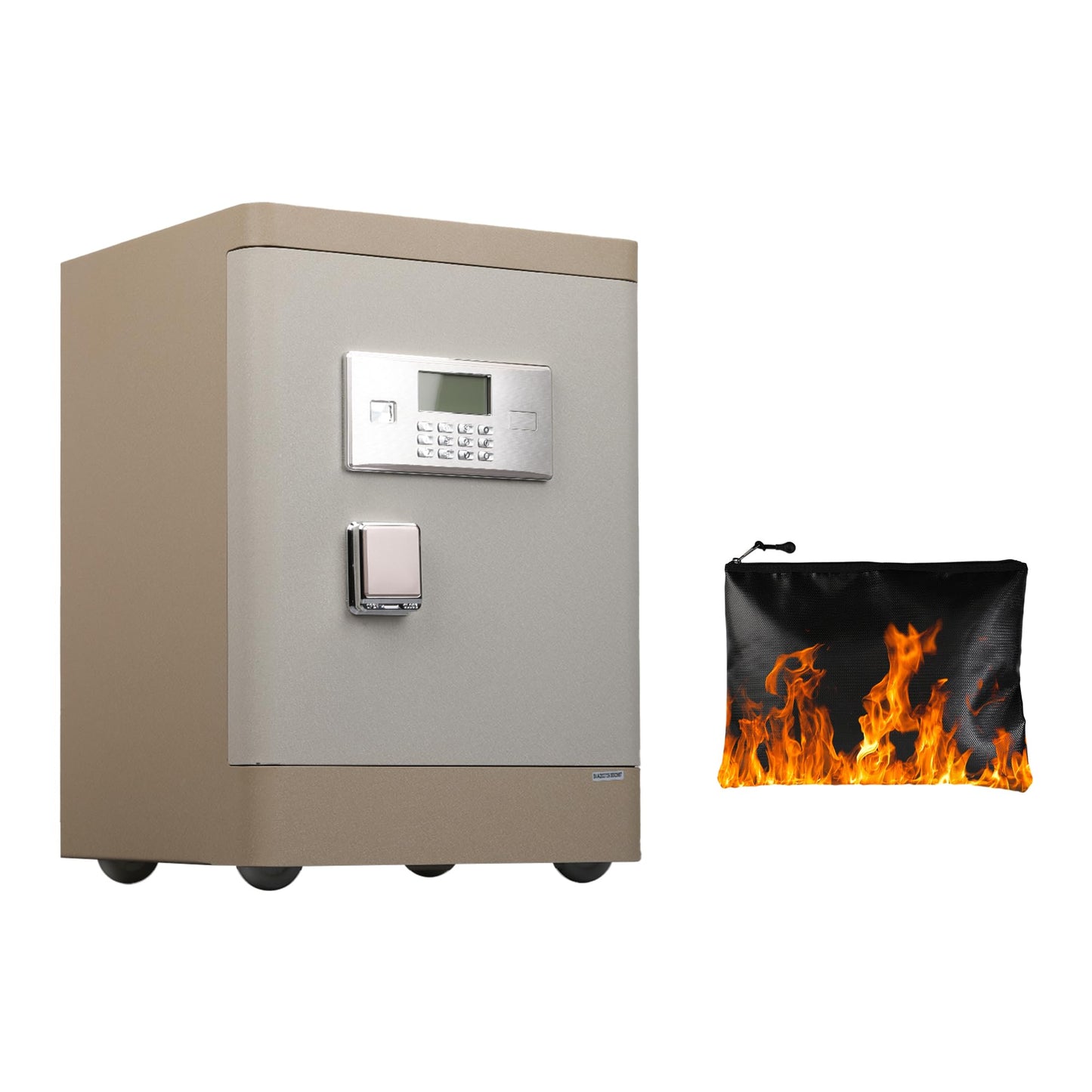 Biometric Home Safe Box, Heavy Duty Security Safe with Fingerprint & Keypad Lock, Anti-Theft Steel Safe with Dual Alarm, Removable Shelf, LED Light, Fireproof Waterproof Bag