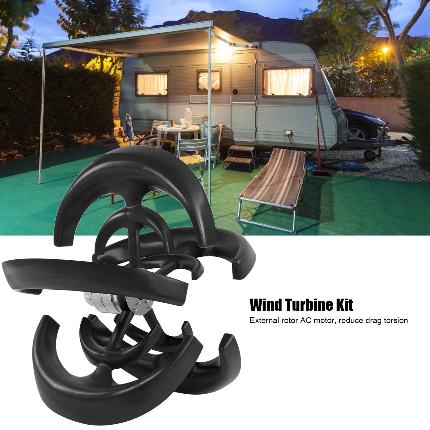 1200W Wind Turbine Generator, 12V Wind Vertical Axis Generator Kit with Controller, 5 Leavies for Boats, Terraces, Cabins(1)