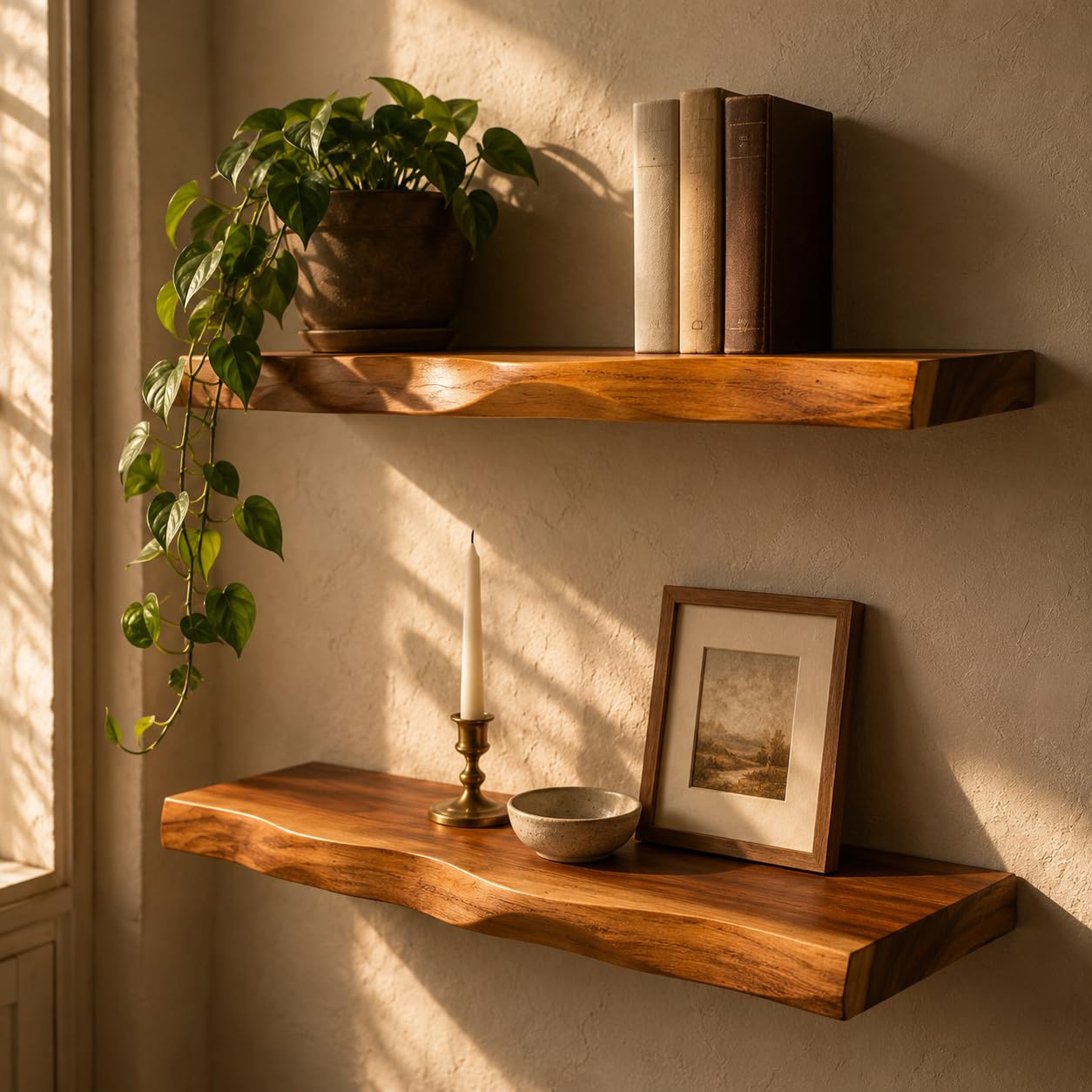 Gamoora Live Edge Floating Shelves 23.6", Set of 2