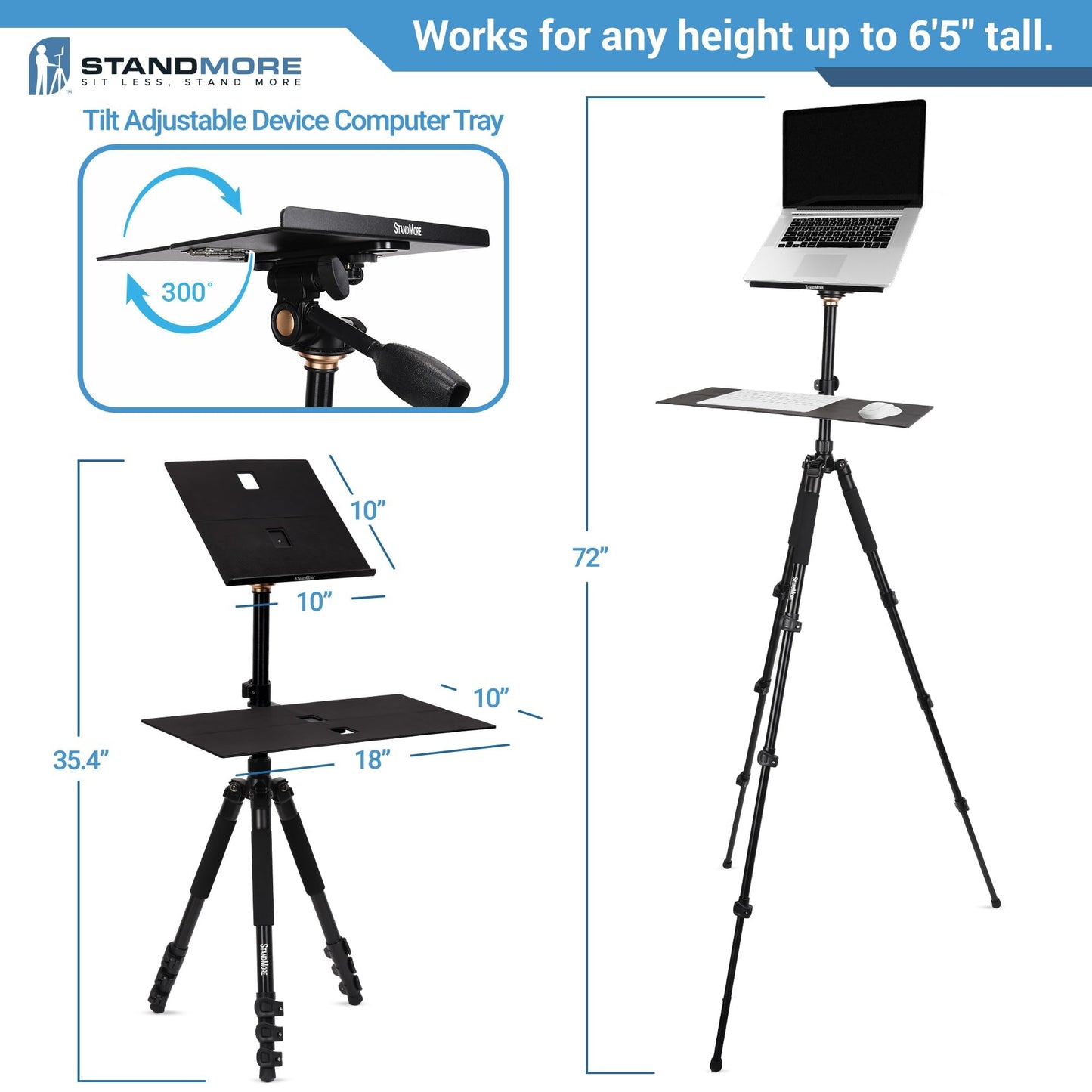 Portable Standing Desk with Keyboard Tray - Ergonomic, Height Adjustable Table with Carrying Bag for Indoor and Outdoor Use. Lightweight Design to Work Anywhere, Stay Healthy, and Stand More