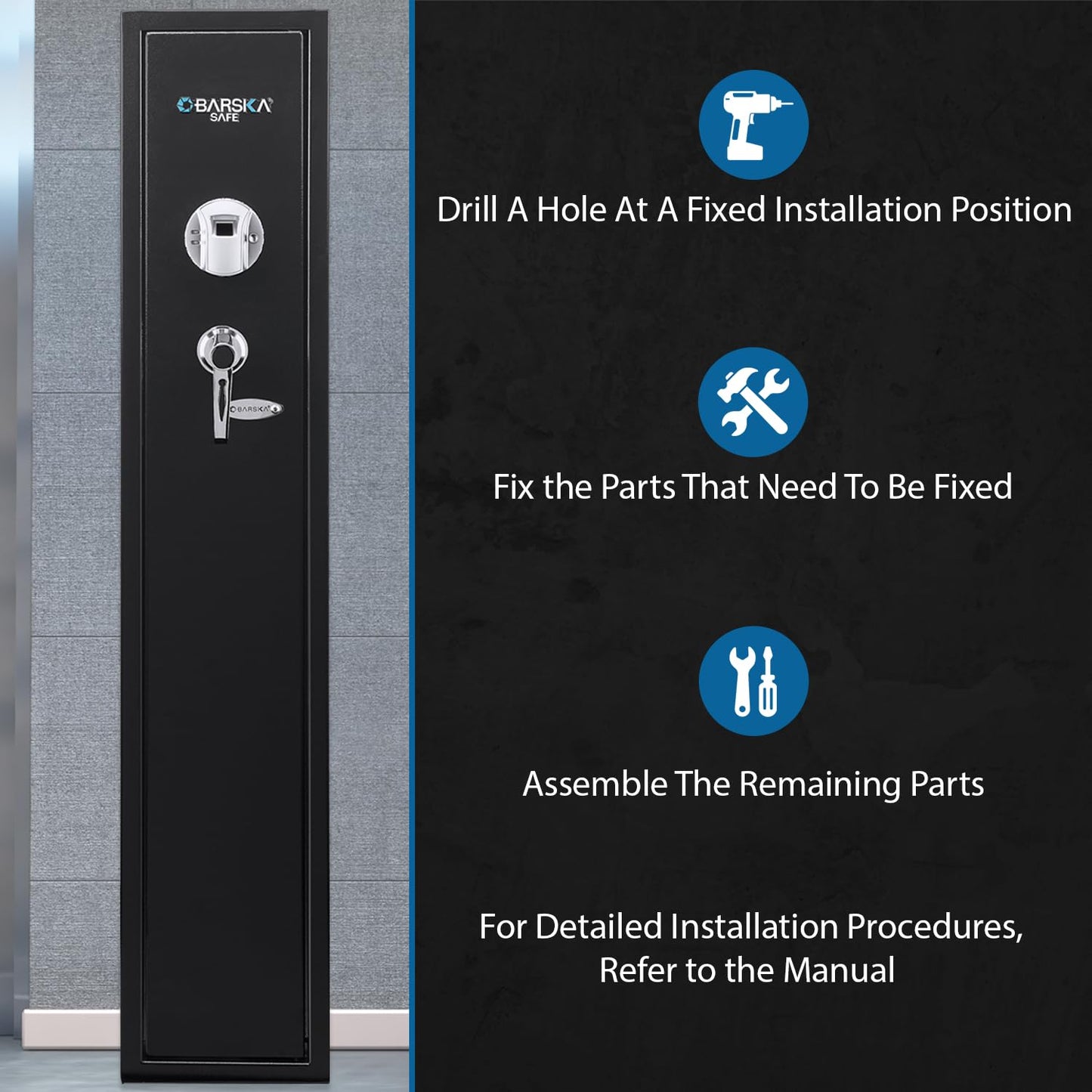 Barska Quick and Easy Access Biometric Rifles, Firearms and Long Guns Safe for Home, Removable Shelf, Optional Silent Mode, 1.83 Cubic Ft