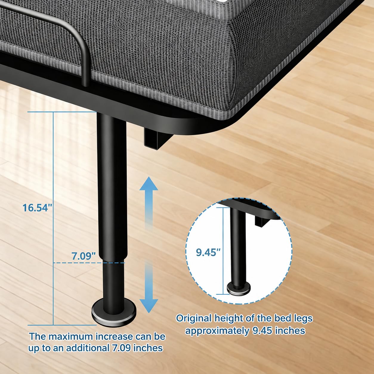 Espsilto Adjustable Bed with Mattress, Full Size, Electric, Head & Foot Incline, Adjustable Leg Heights, 77x54 Inch, Zero Gravity