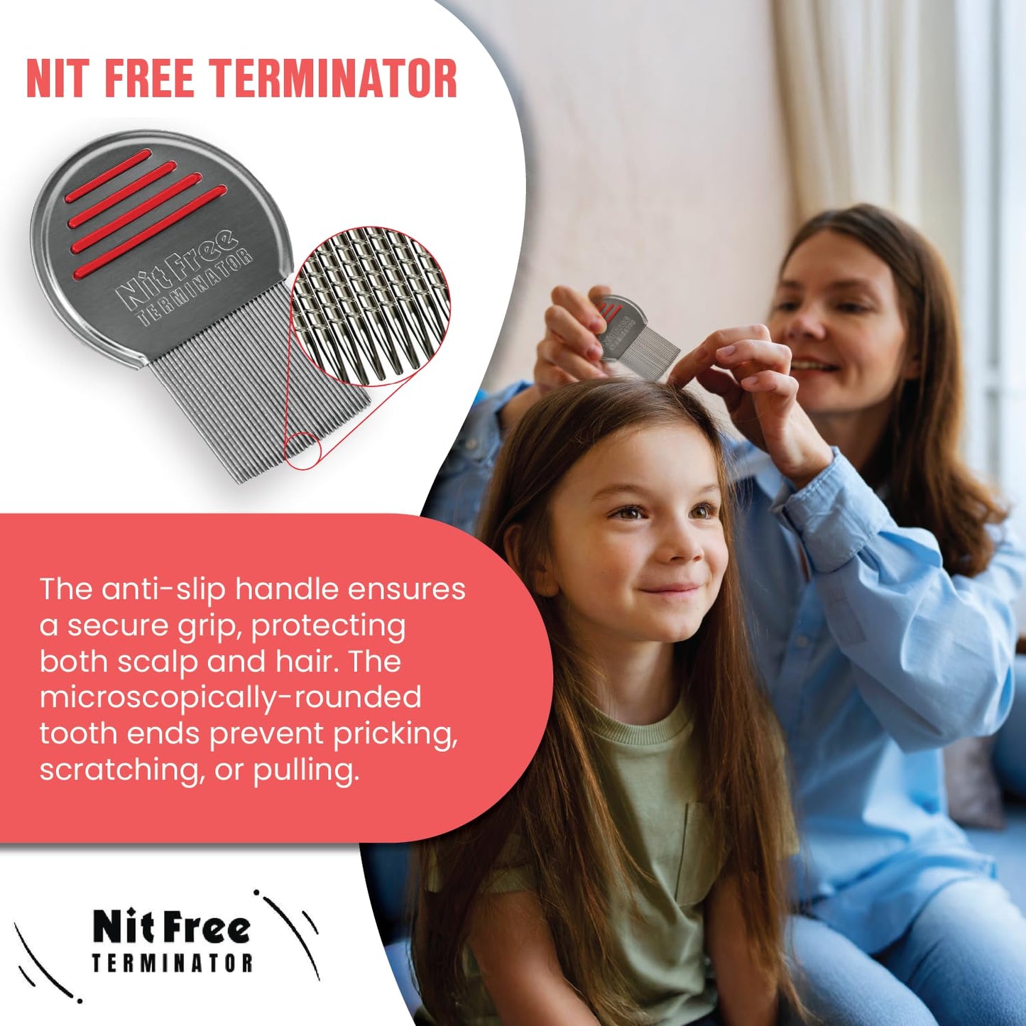 Nit Free Terminator Lice Comb - Professional Stainless Steel Comb for Effective Head Lice Treatment (Colors May Vary) (Pack of 24)