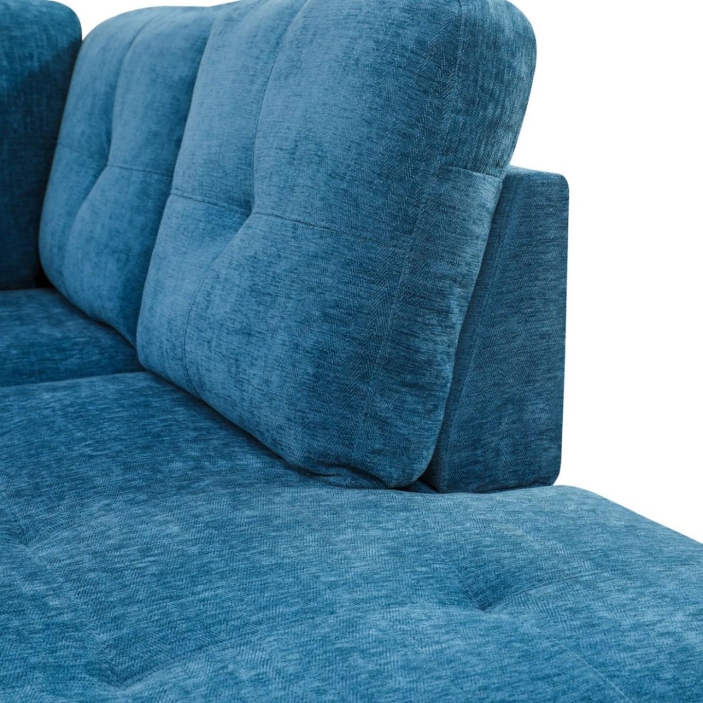 UOCFYK Sectional Sofa Couch with Right Chaise, Flannel L Shaped Couches for Living Room, Office, Apartments, Small Space, Blue