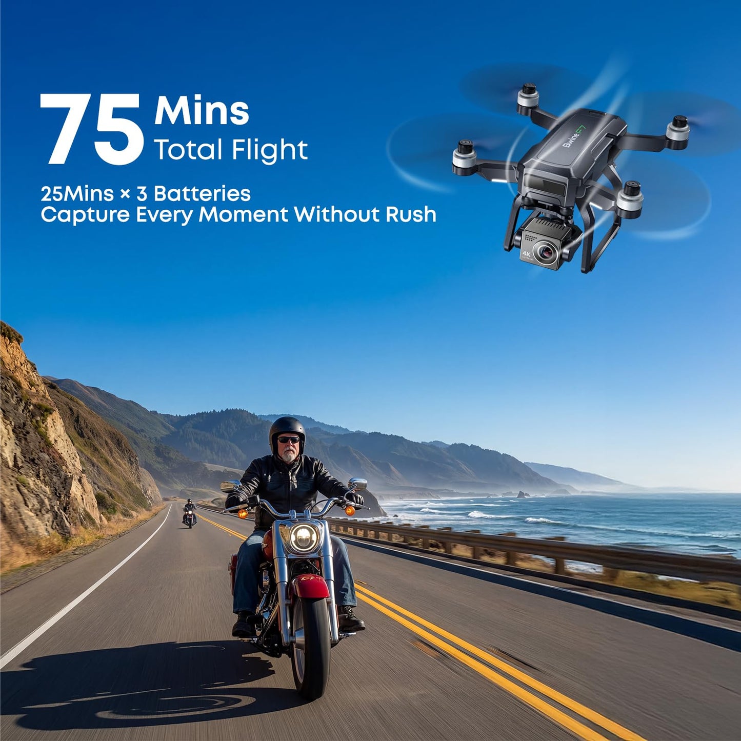Bwine F7GB2 Pro Drones with Camera for Adults 4K UHD Aerial, 3-Axis Gimbal, 10000FT Control, 75 Mins Flight Time with 3 Batteries, GPS Follow, Waypoint, Orbit Fly, Auto Return, Beginner Mode