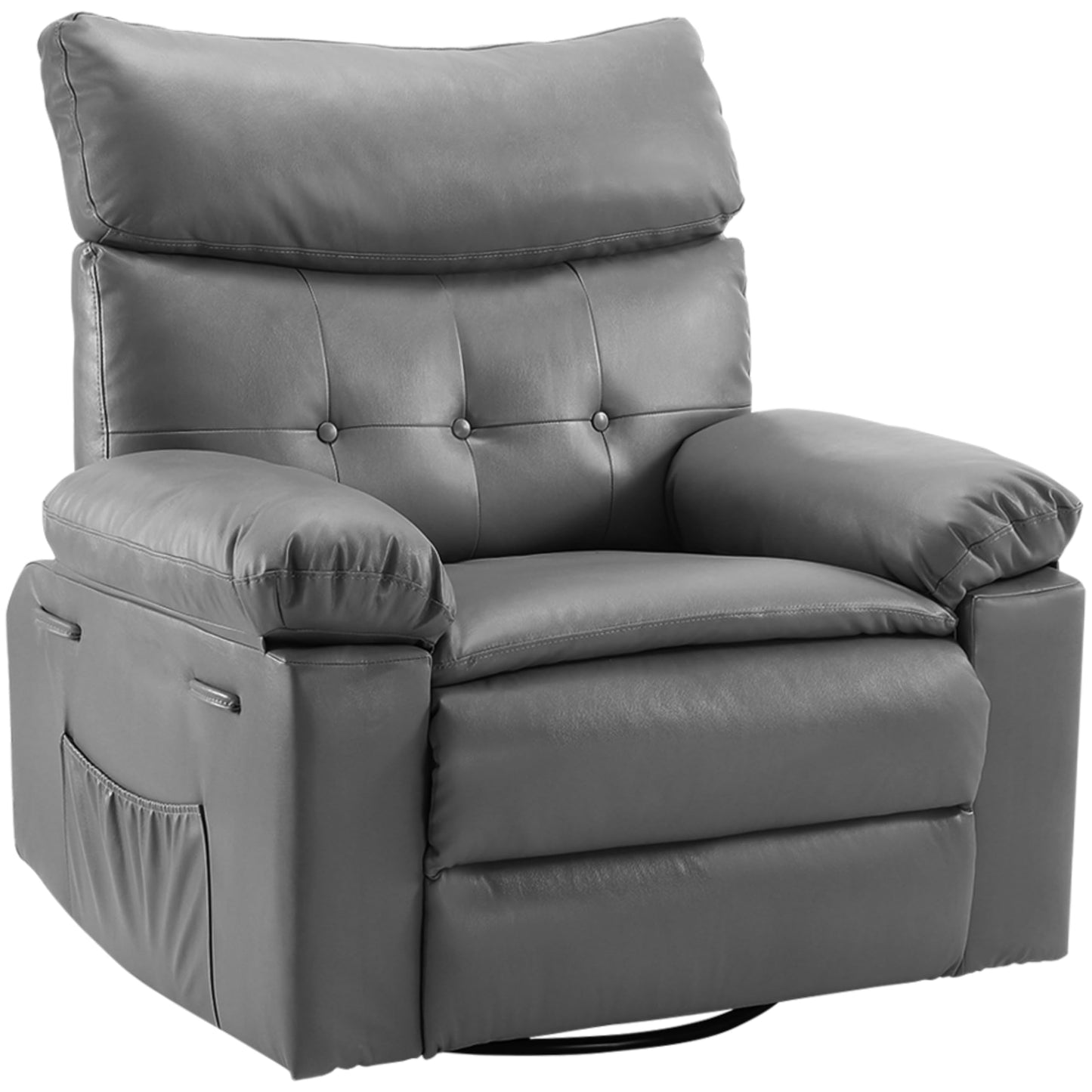 Garvee Oversized Wide Recliner Chair - Heat and Massage, PU Leather Extra Wide Manual Recliner for Adults, Large Lazy Chair with 1.5X Sponge Comfort Arm and Back for Living Room, Bedroom