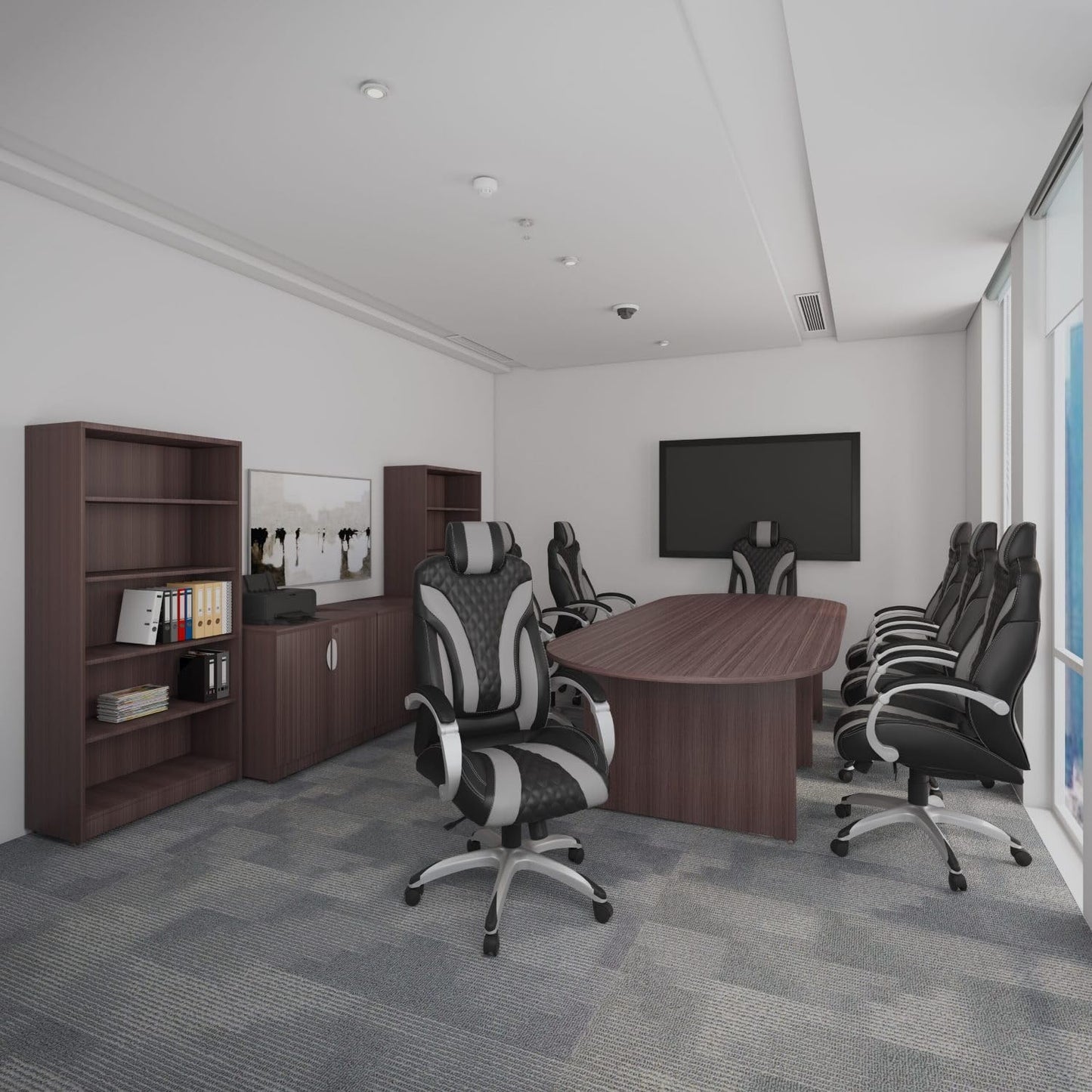 Boss Office Products Executive Hinged Arm Chair in Black/Grey
