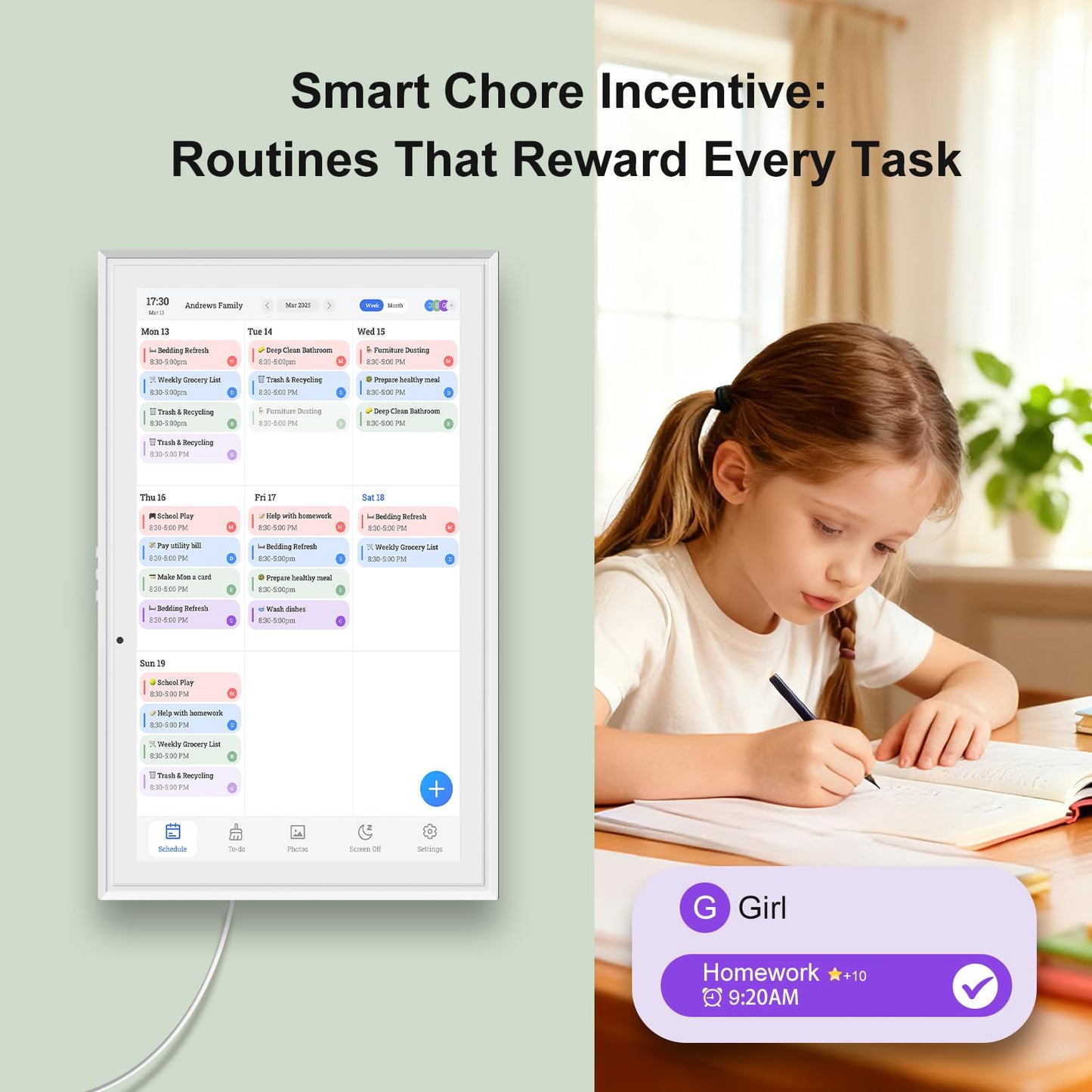 HOOCEN 15.6 Inch Smart Digital Calendar with FREE APP for Fridge & Wall Touch Screen, Magnetic Refrigerator Mount, Electronic Planner for Office Desk, Auto Sync Schedules, Family Chore Chart, White