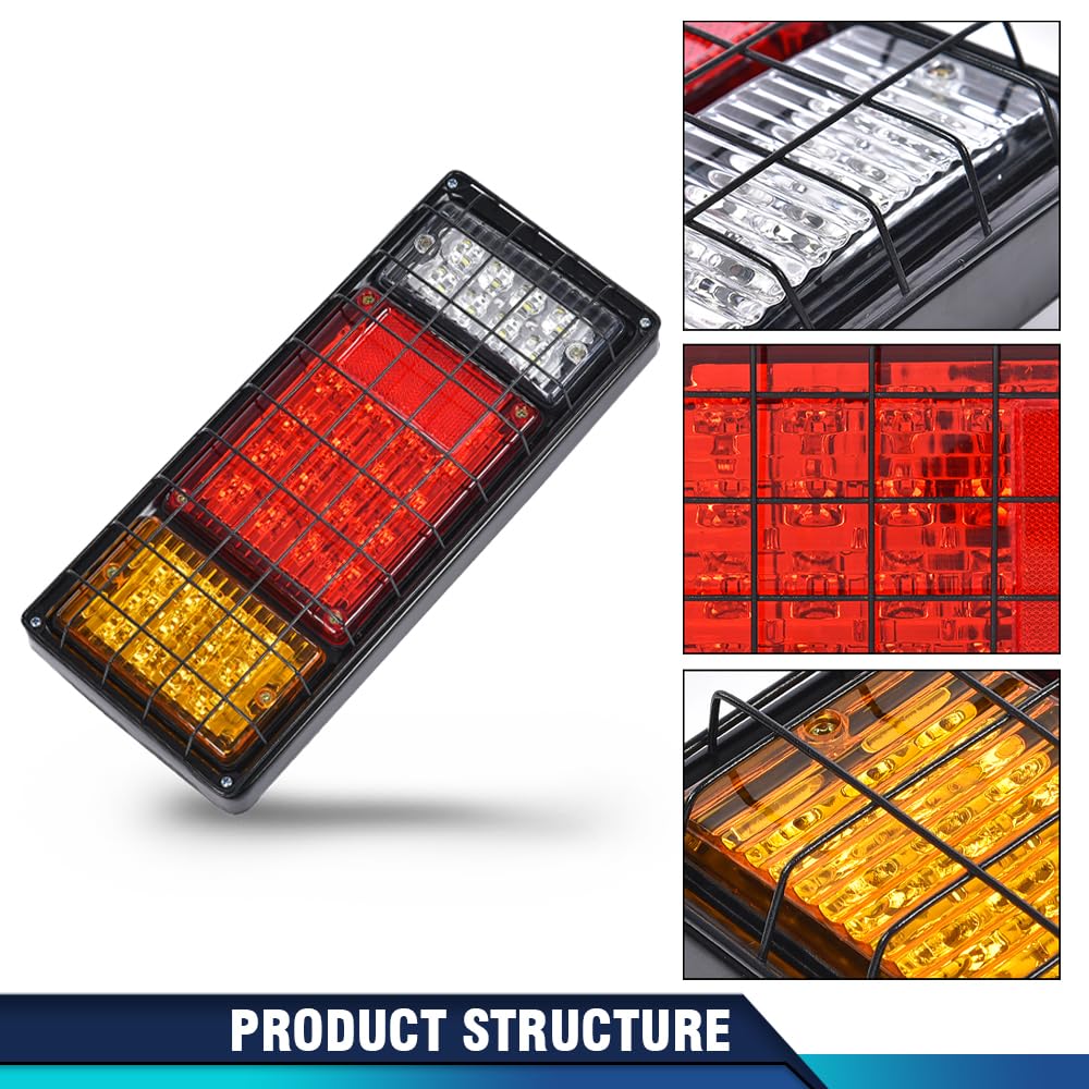 PIT66 40 LED Trailer Lights Tail Turn Signal Brake Reverse Running Lights - Universal Fit for RV, Pickup, Truck, Red
