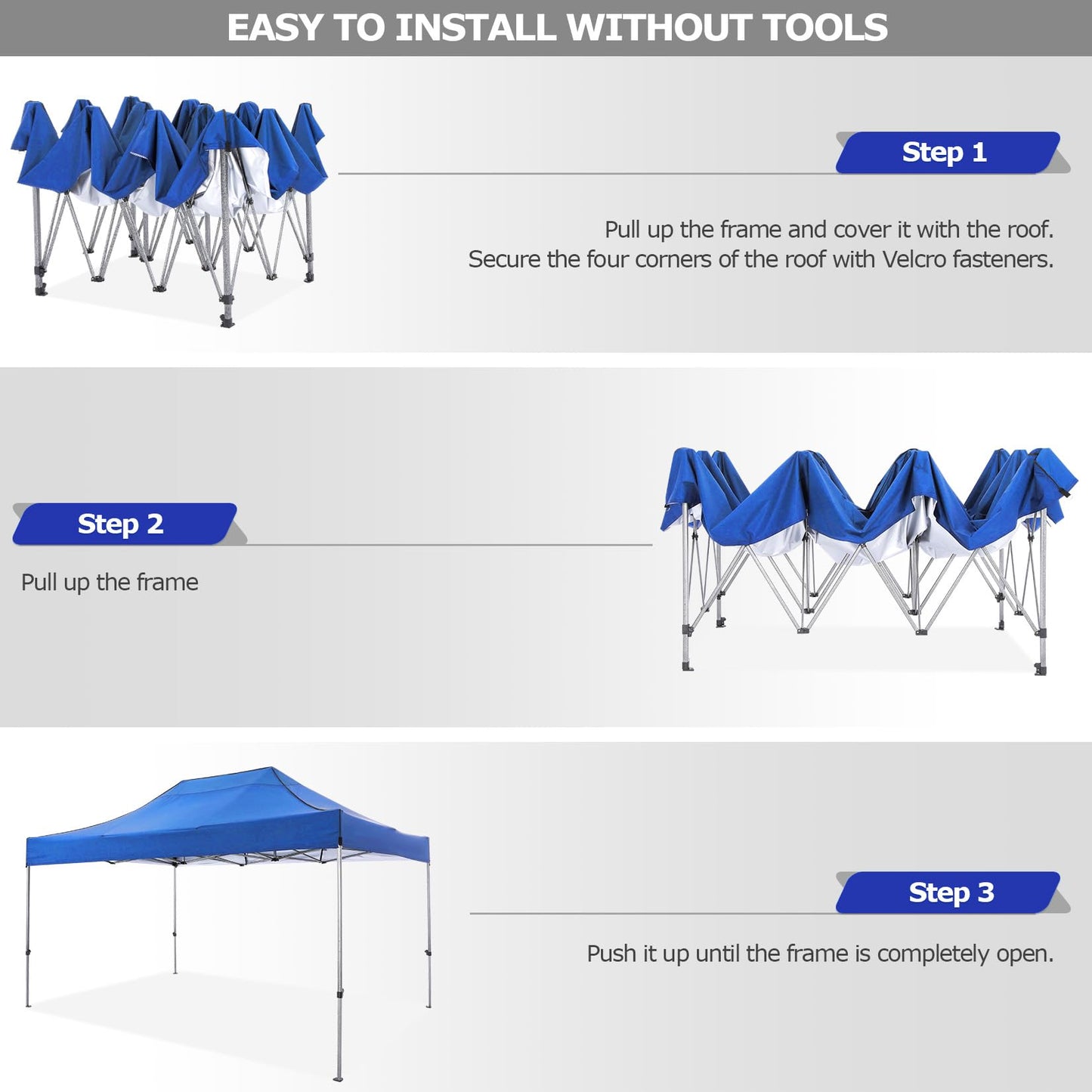 COBIZI 10x15 Pop up Canopy Gazebo 3.0, Easy up Heavy Duty Canopy with 4 Removable Sidewalls, High Stability, All Weather Sunshade 100% Waterproof Outdoor Canopy Tents with Carry Bag, Blue