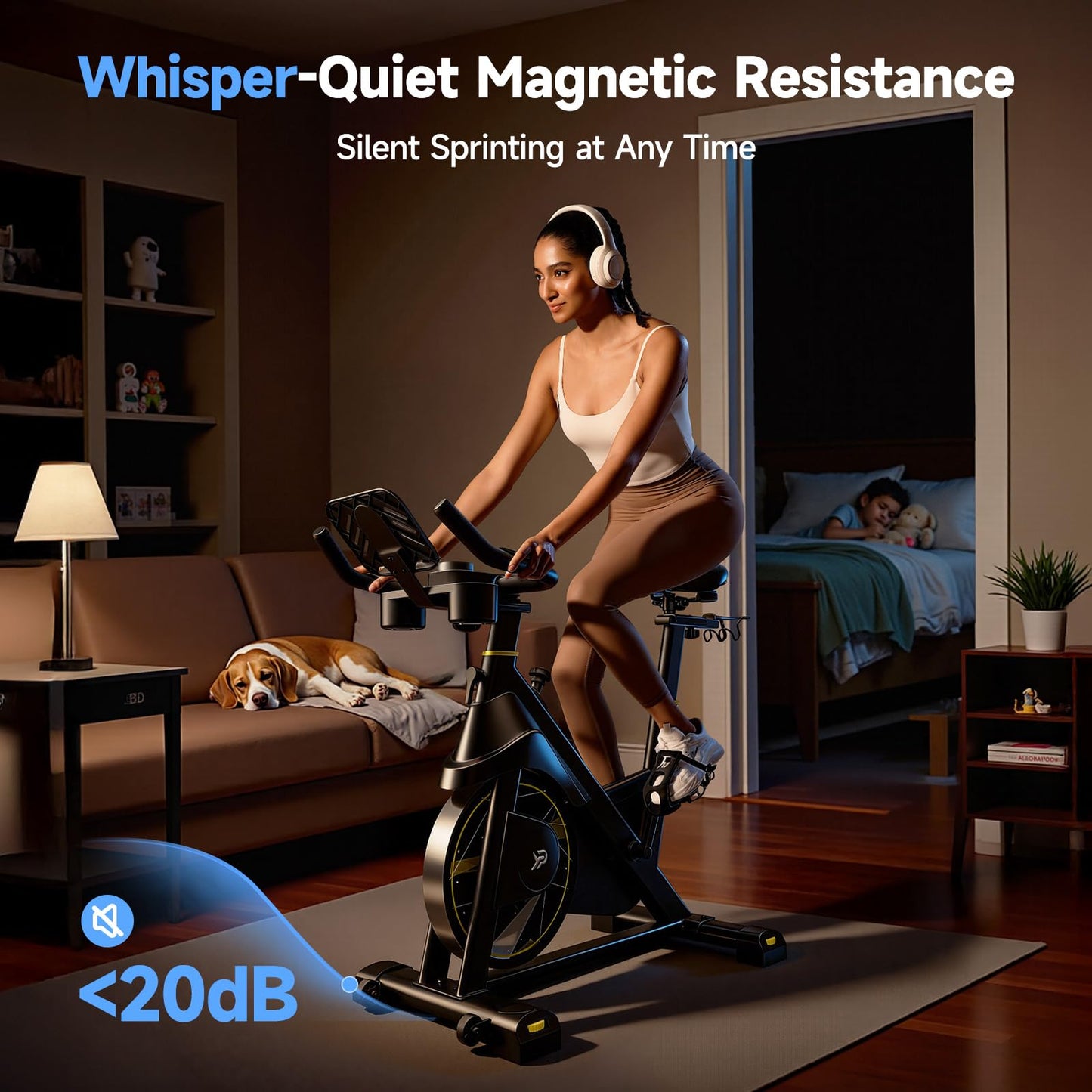 YPOO Exercise Bike, Adjustable Magnetic Resistance Stationary Bikes for Home Cardio with Exclusive App, Indoor Bike with 330lbs Weight Capacity Comfortable Seat, Tablet Mount and Fitness Courses